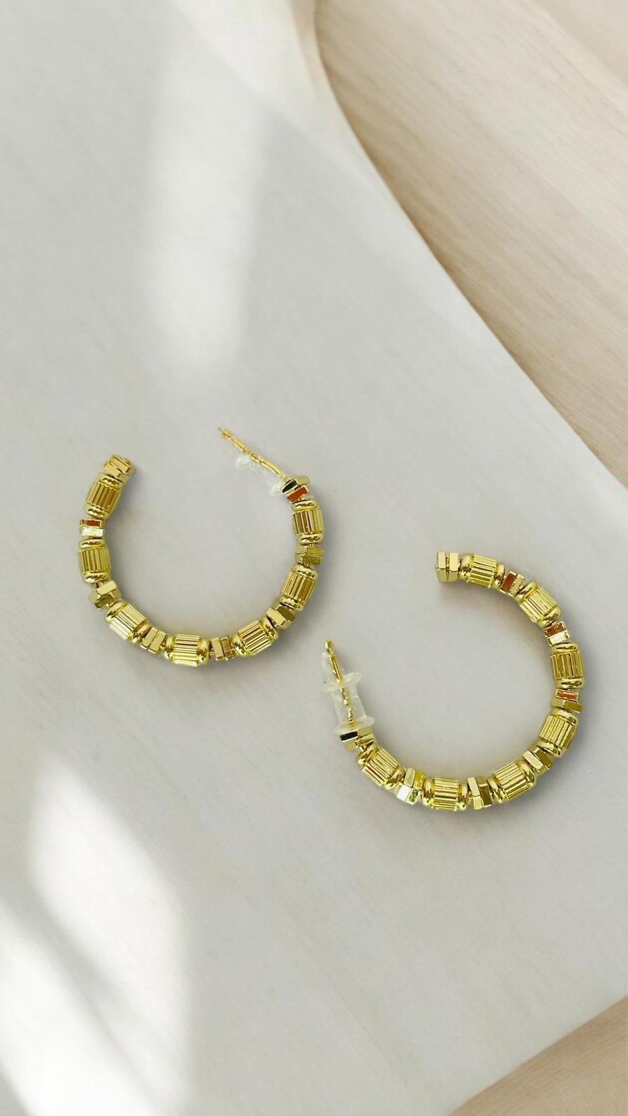 Boncuk  Detaylı Gold Halka Küpe