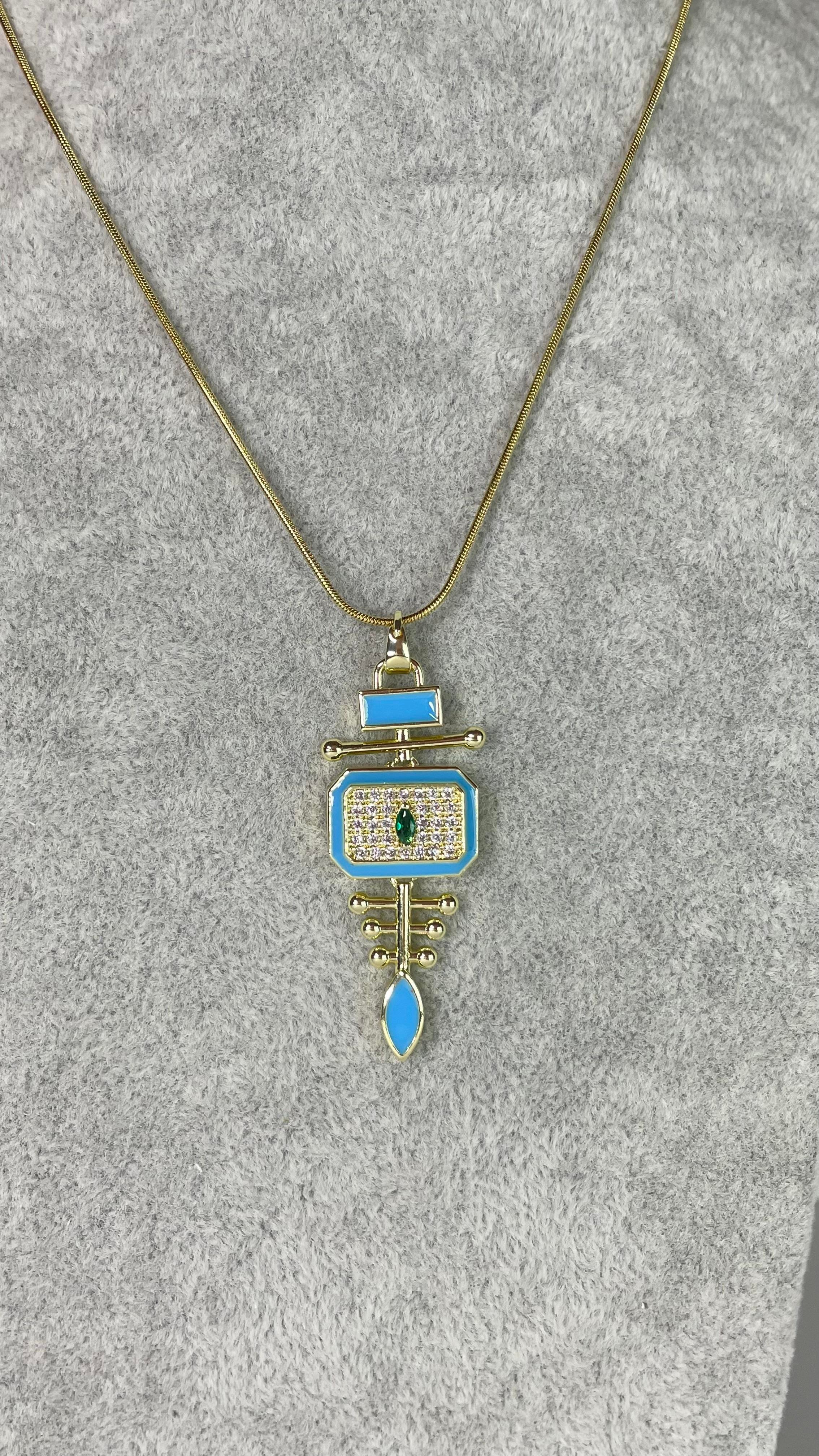 Çelik Füturistik Kolye