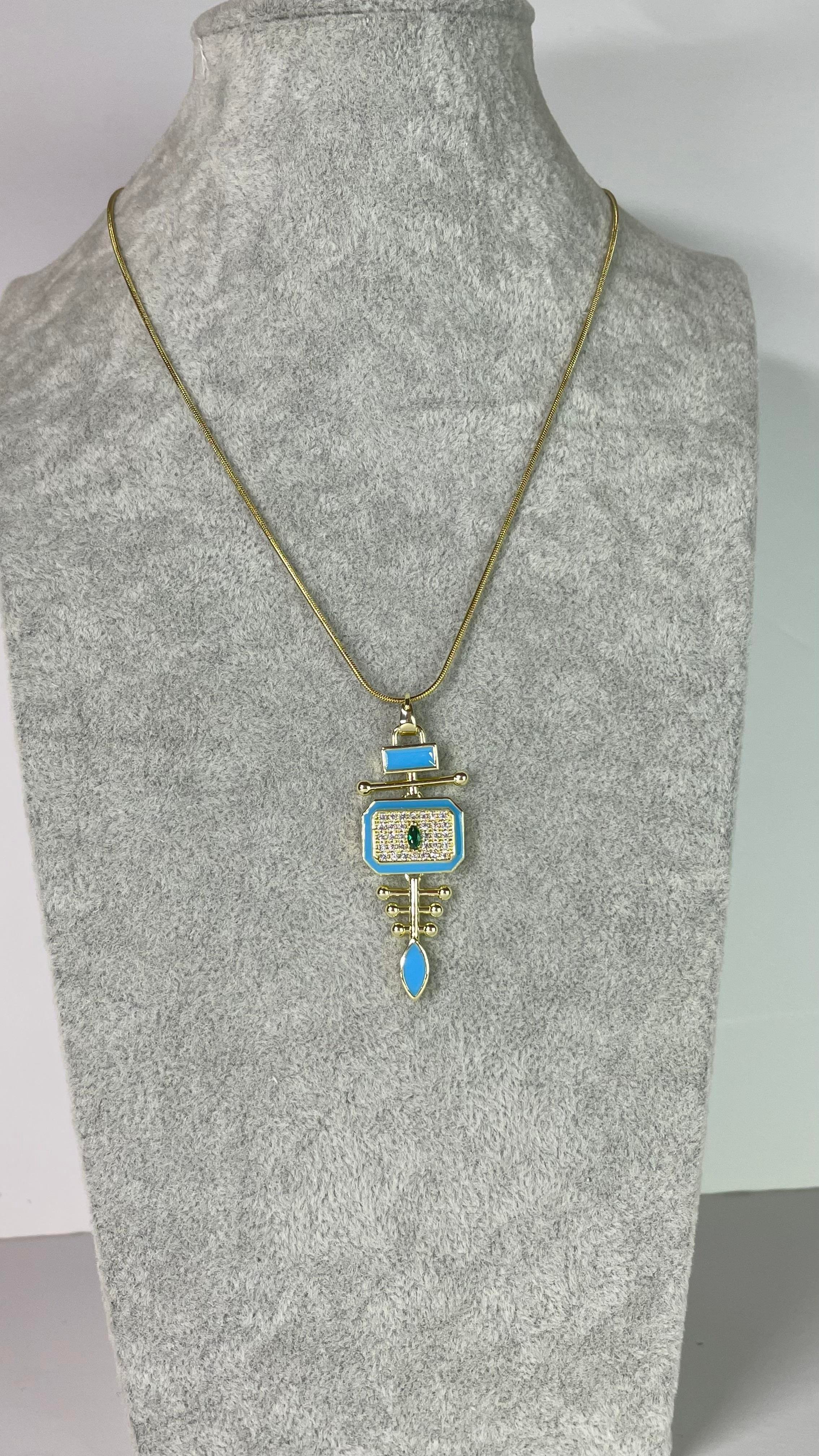 Çelik Füturistik Kolye