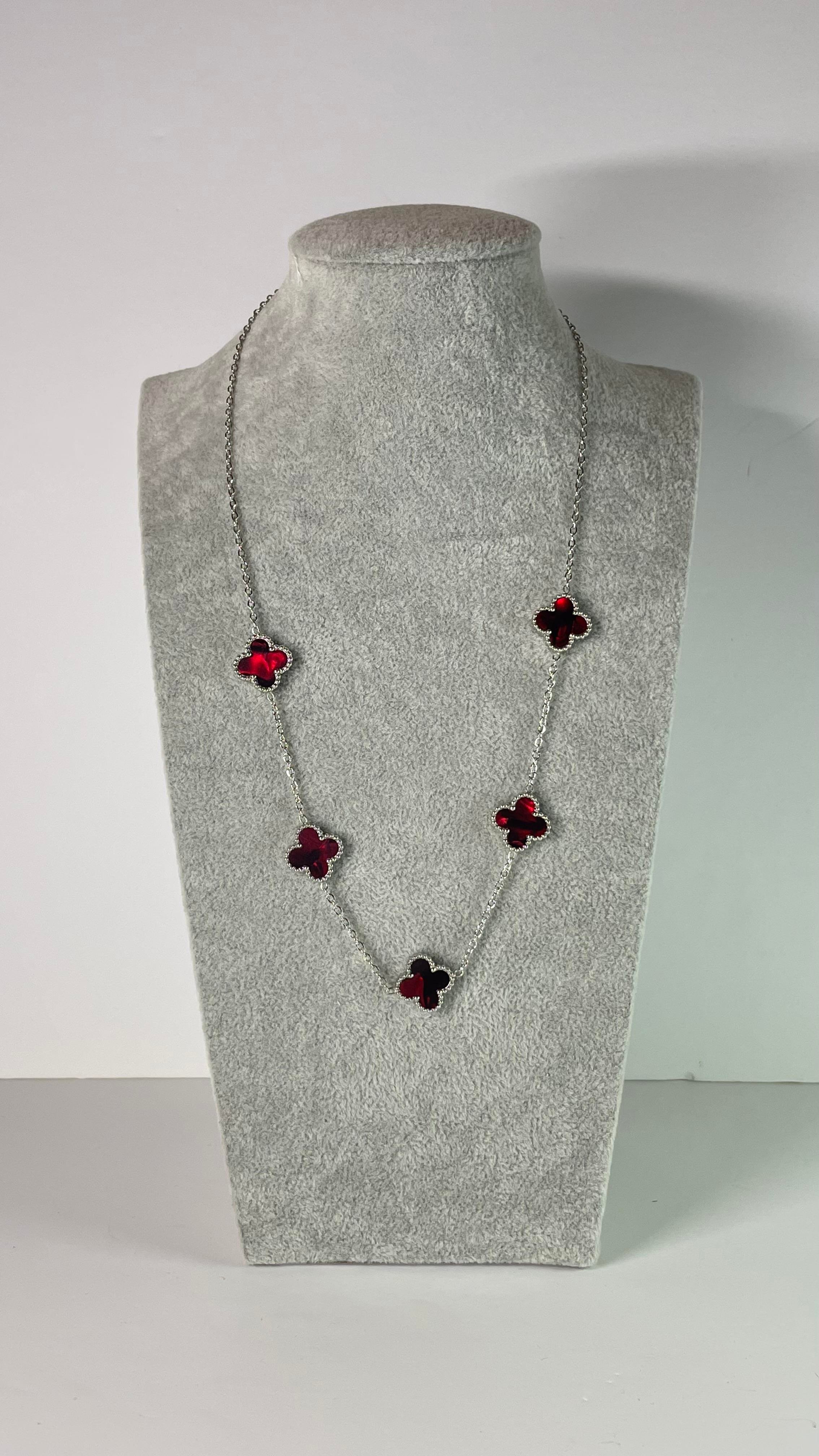 Çelik Holo Kırmızı Silver Kolye