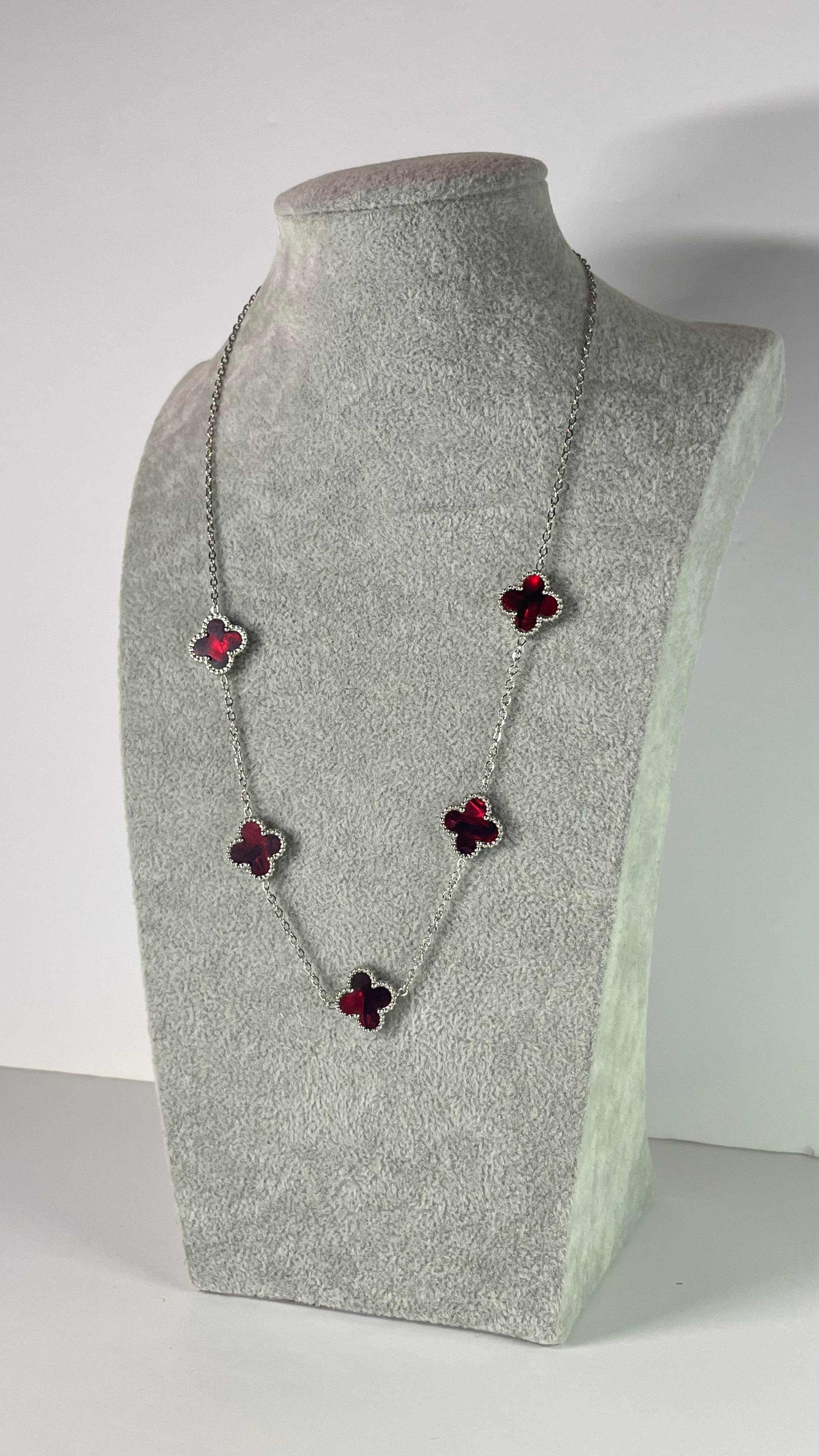 Çelik Holo Kırmızı Silver Kolye