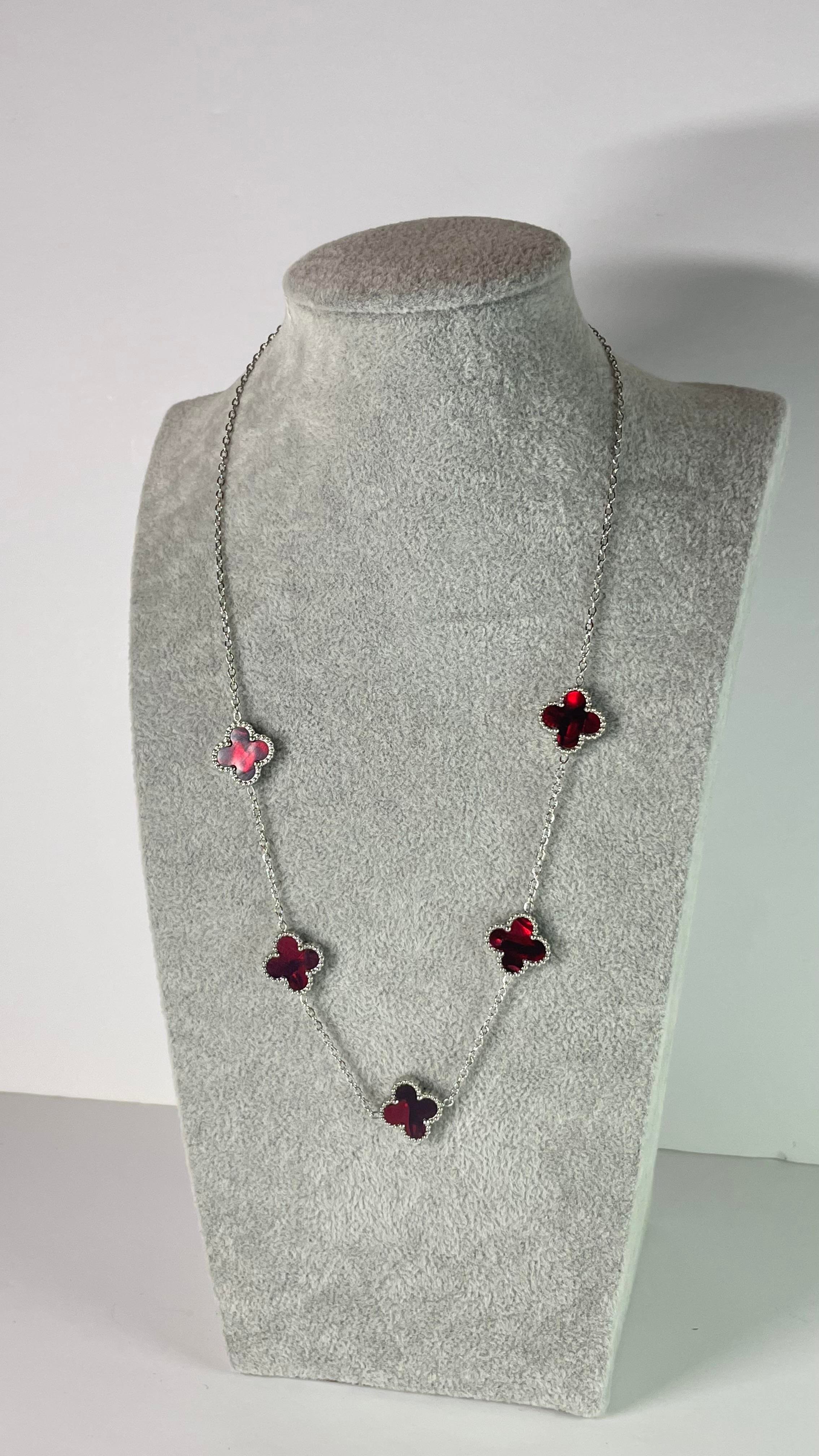 Çelik Holo Kırmızı Silver Kolye