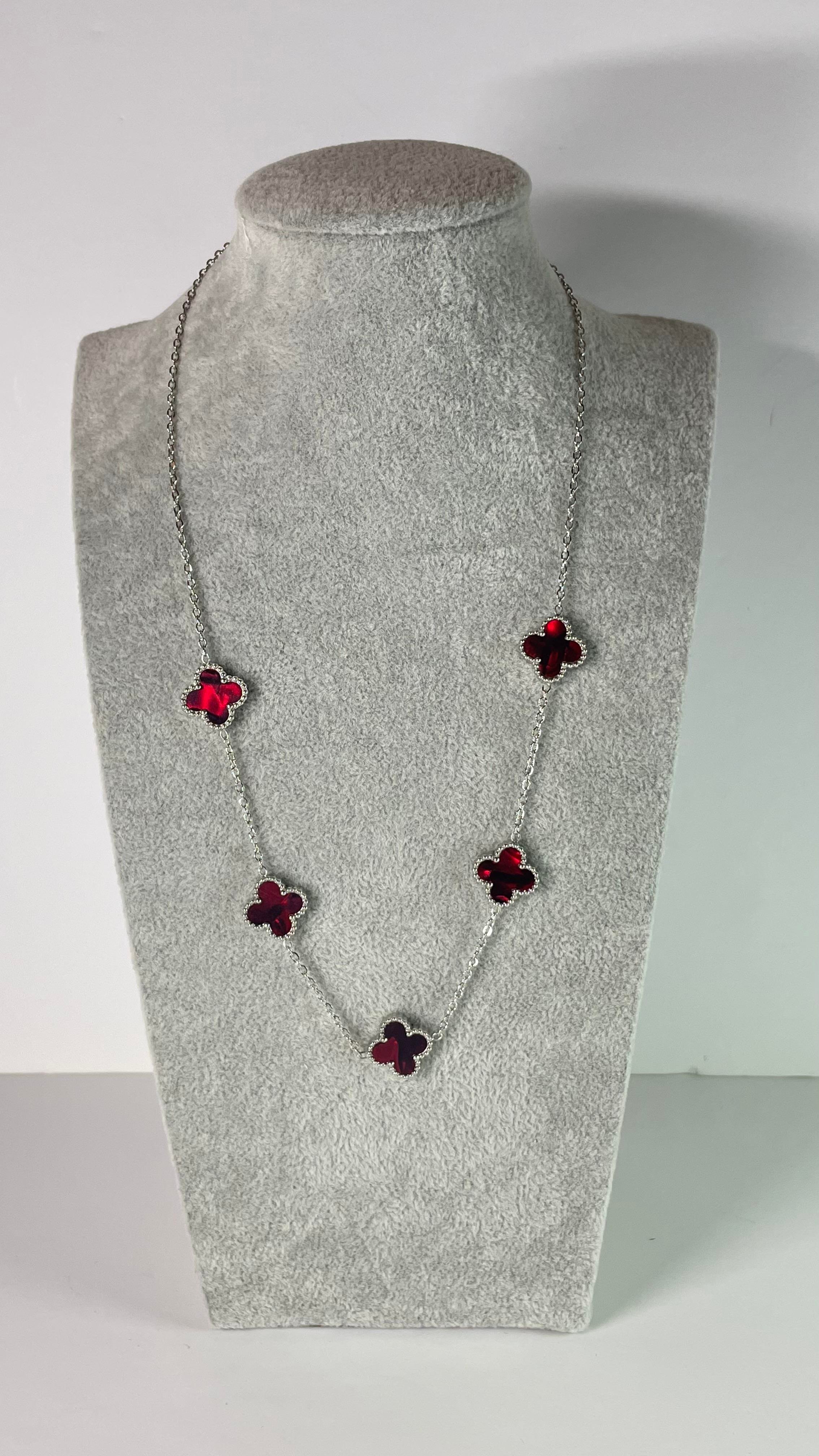 Çelik Holo Kırmızı Silver Kolye