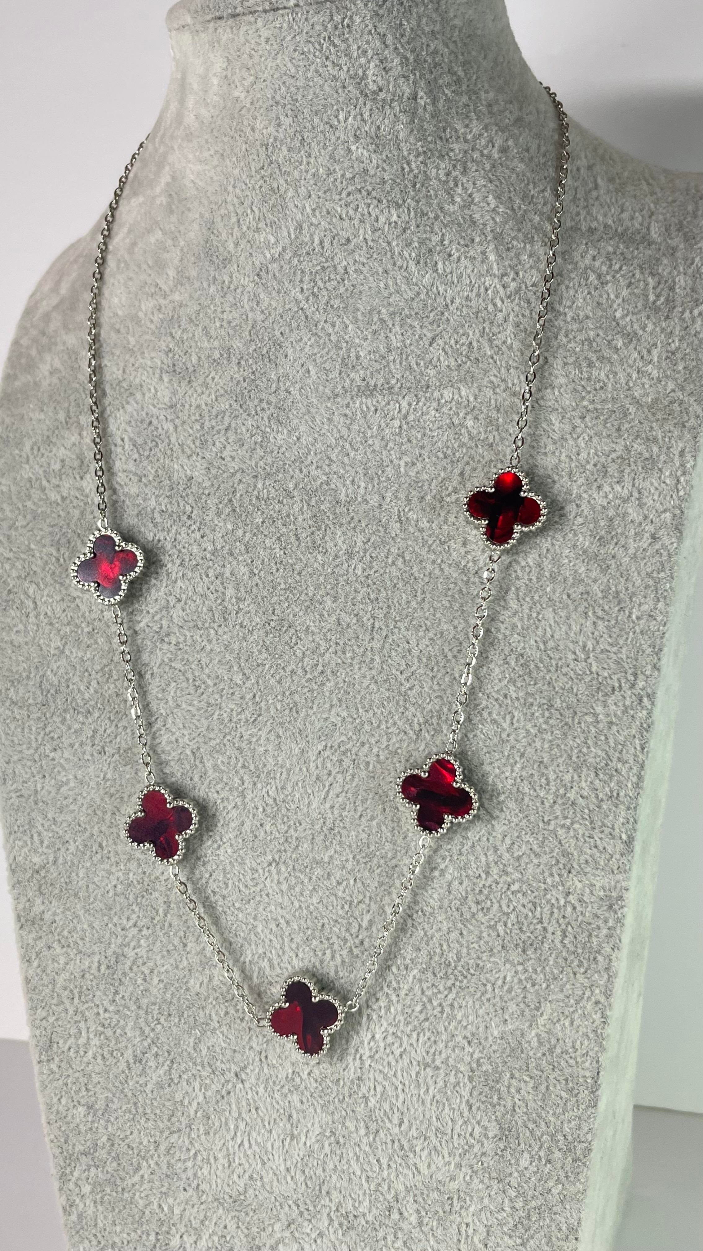 Çelik Holo Kırmızı Silver Kolye