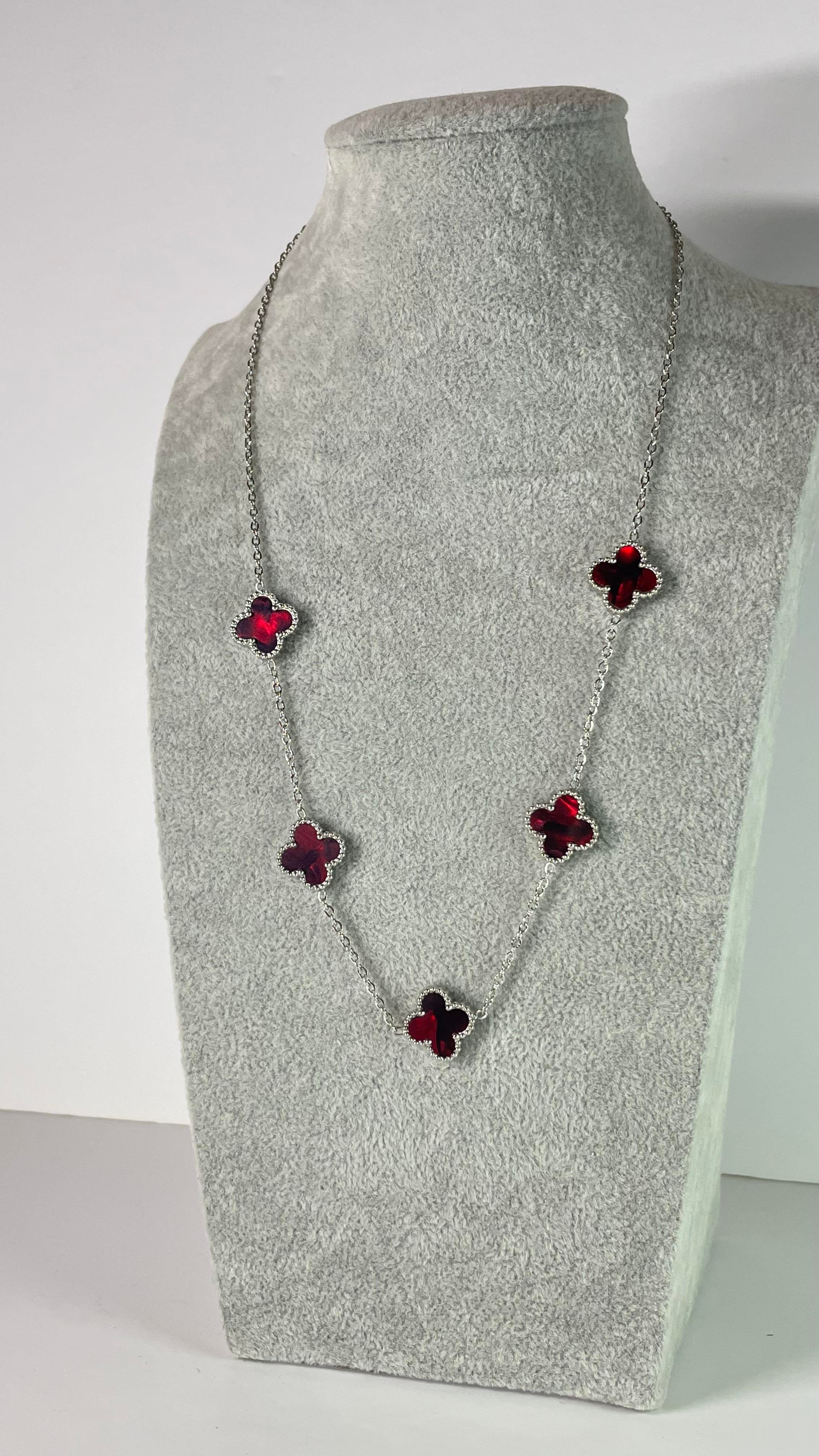 Çelik Holo Kırmızı Silver Kolye