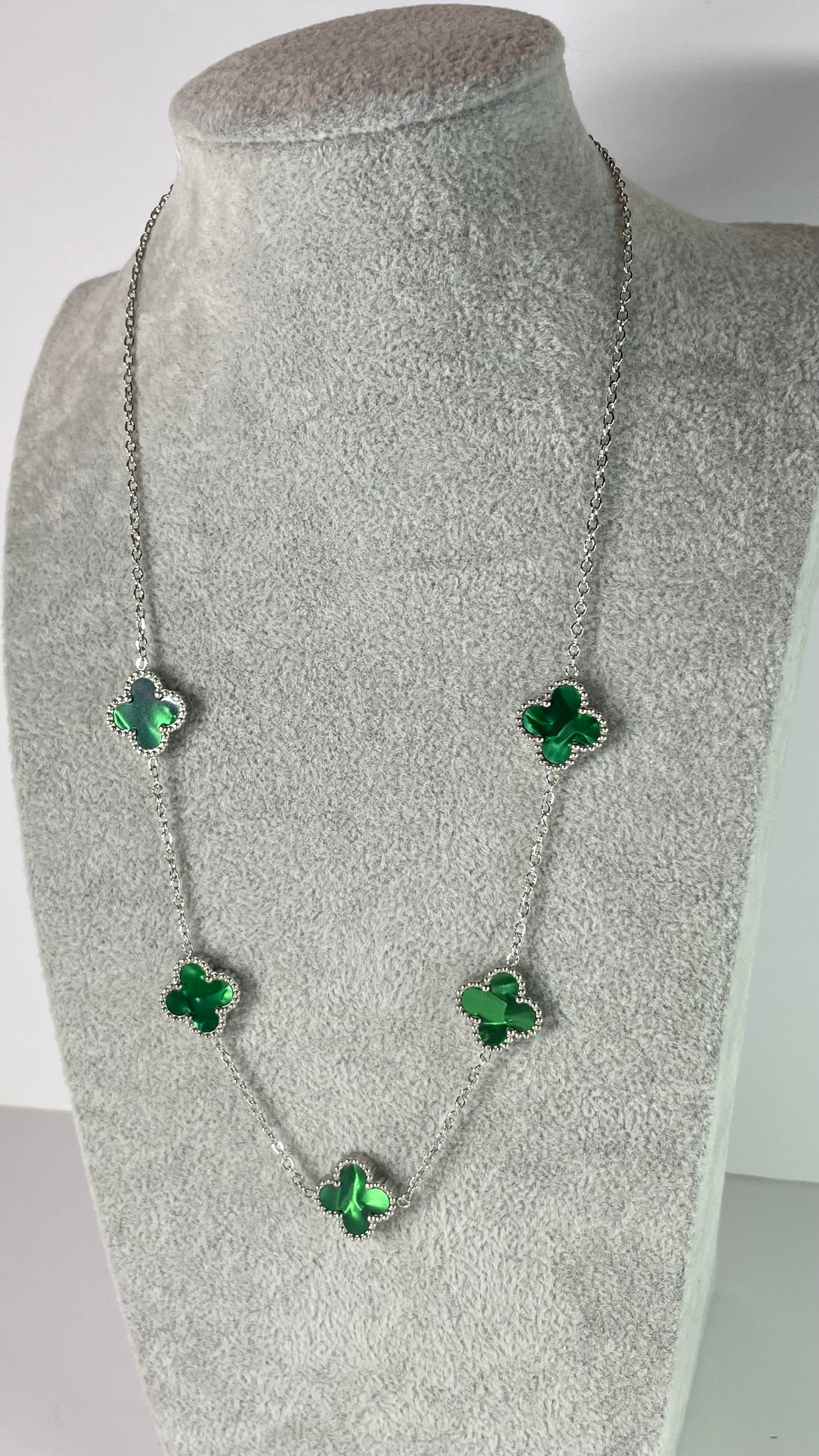 Çelik Holo Yeşil Silver Kolye