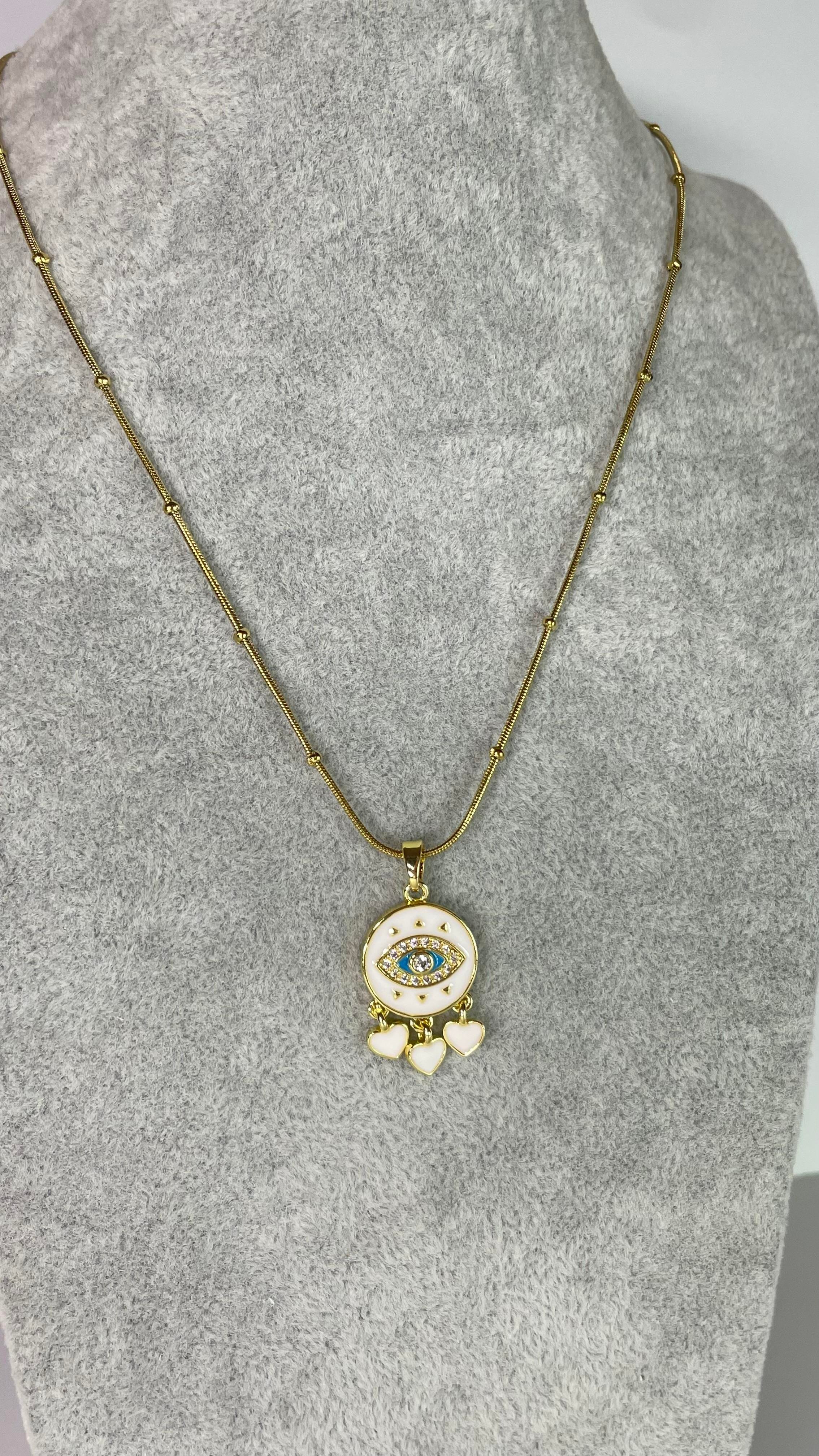 Çelik Kalp Sallantılı Nazar Kolye