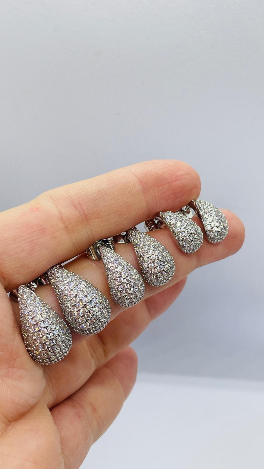 Full Taşlı Damla Küpe Mini Boy