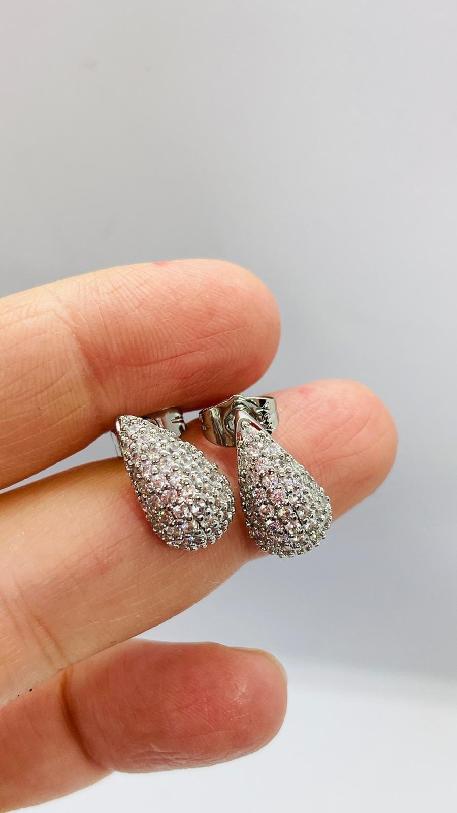 Full Taşlı Damla Küpe Mini Boy