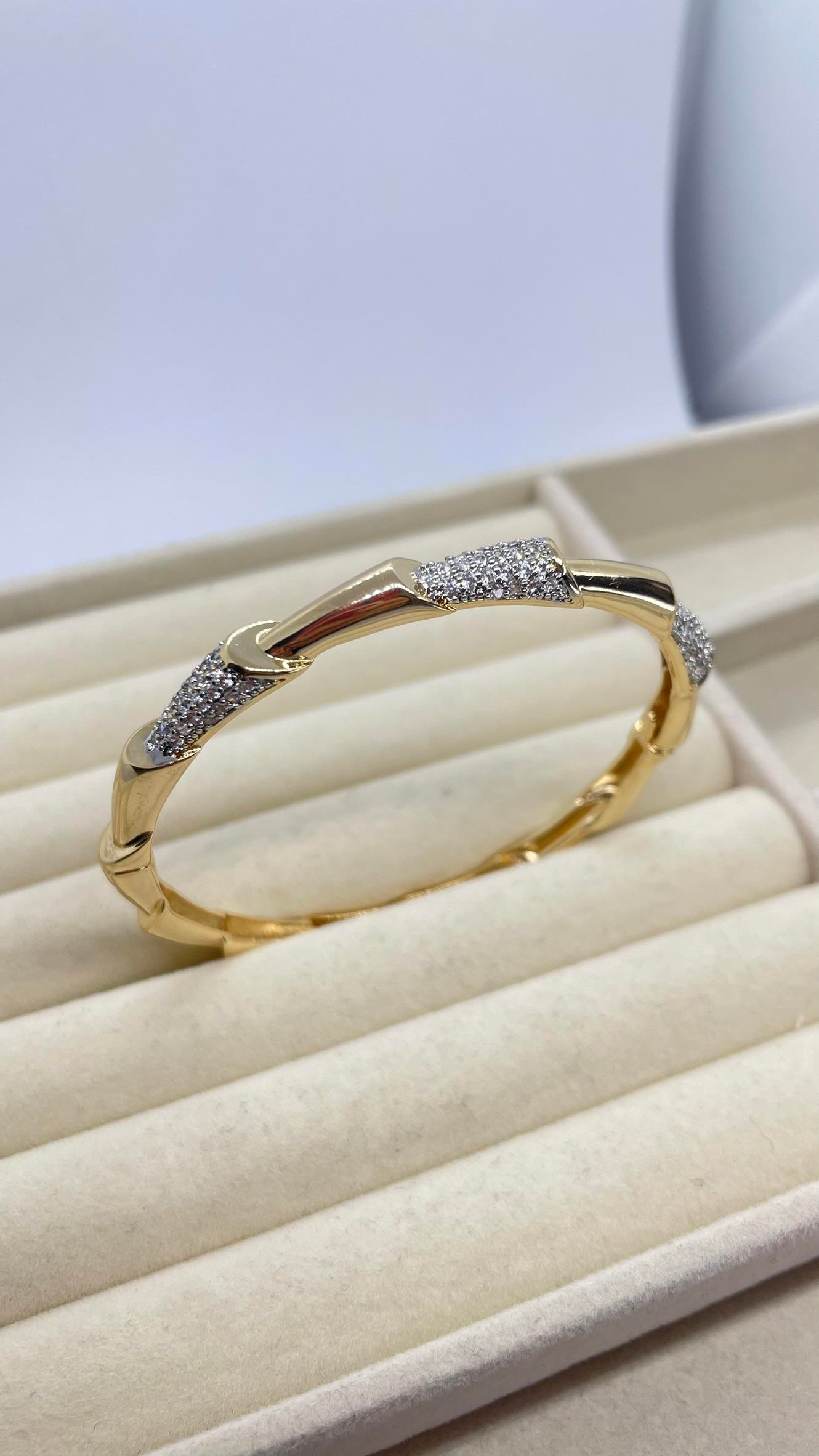 Gold Diamond Bileklik Kelepçe