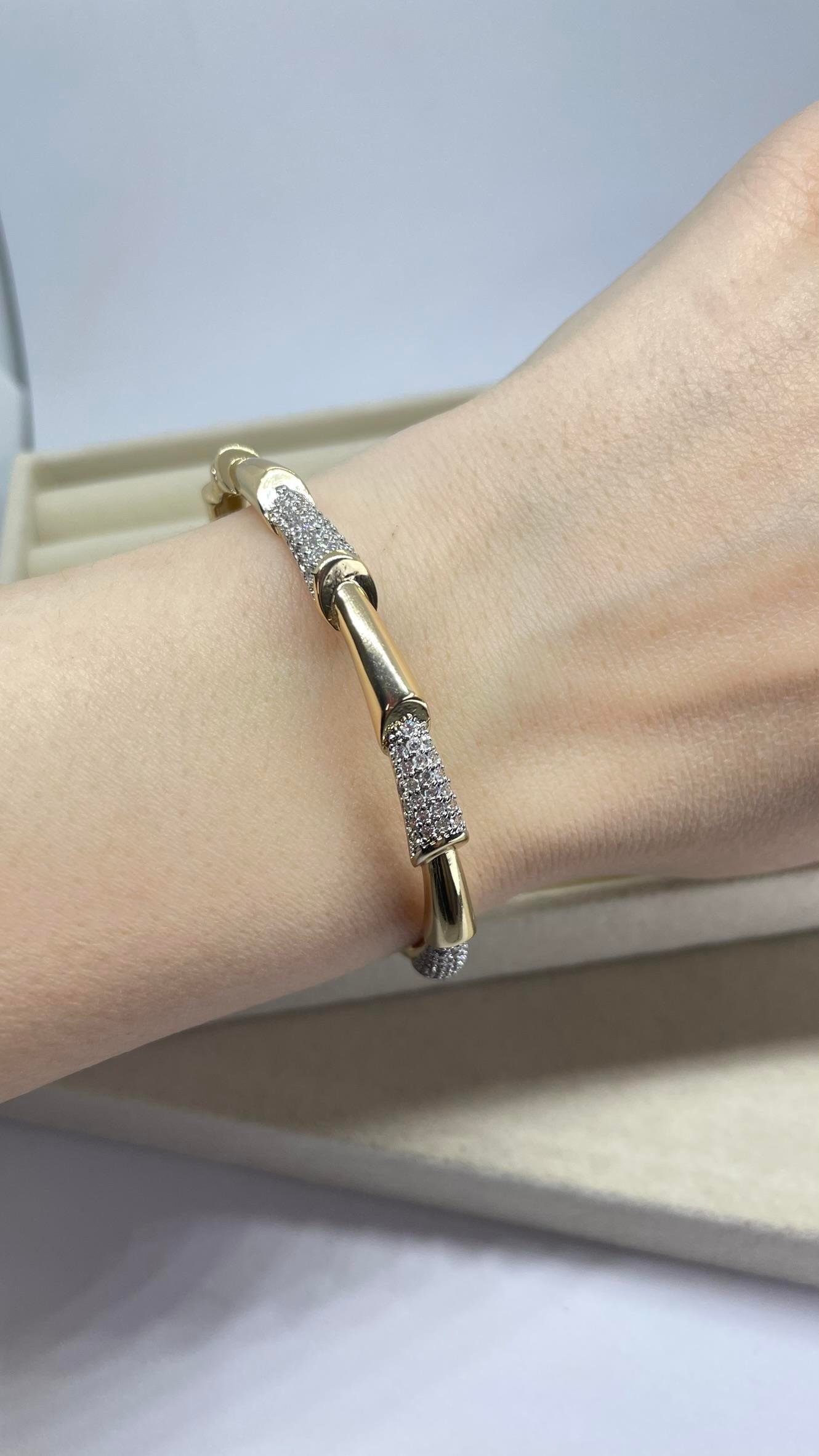 Gold Diamond Bileklik Kelepçe