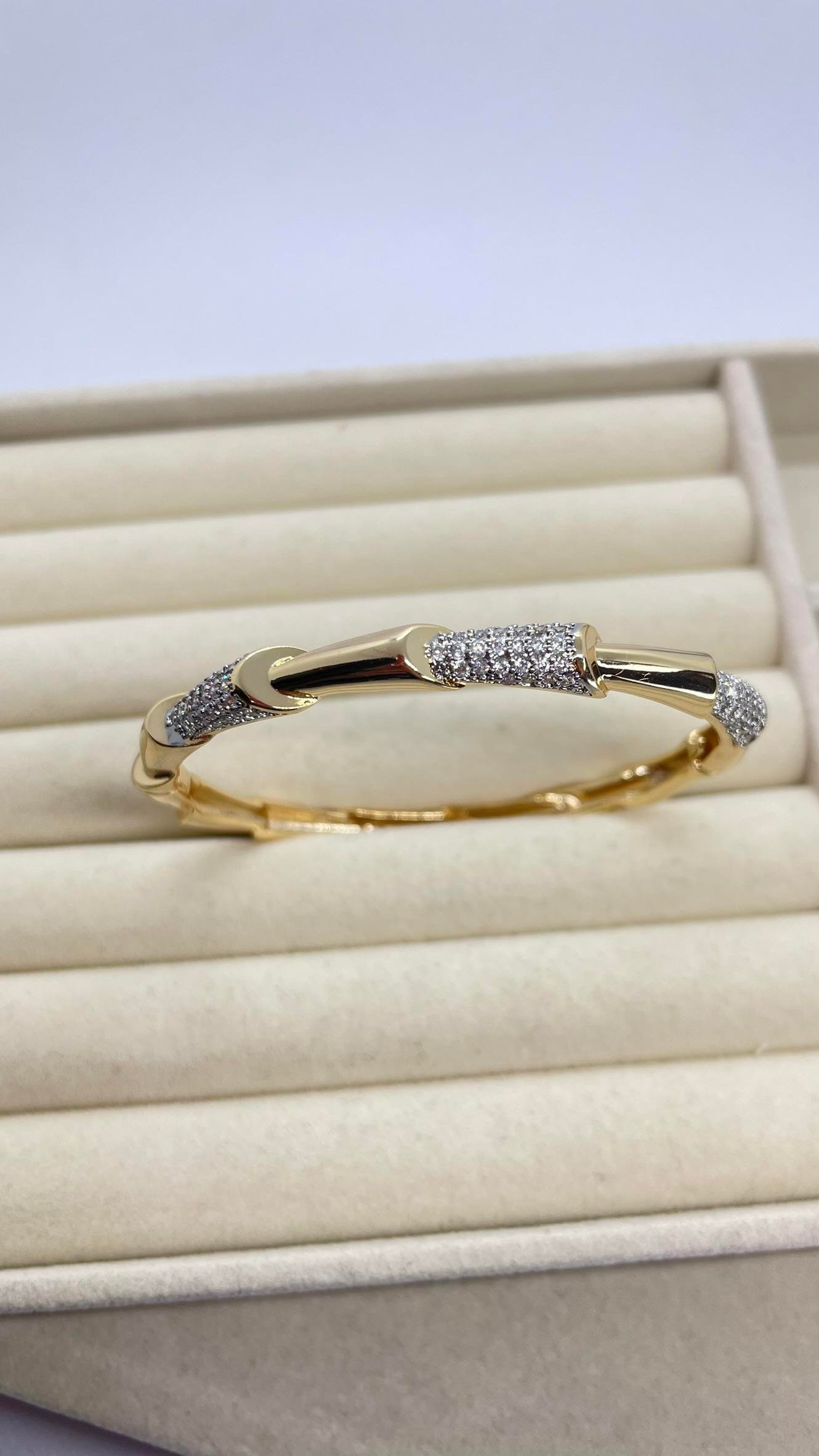 Gold Diamond Bileklik Kelepçe