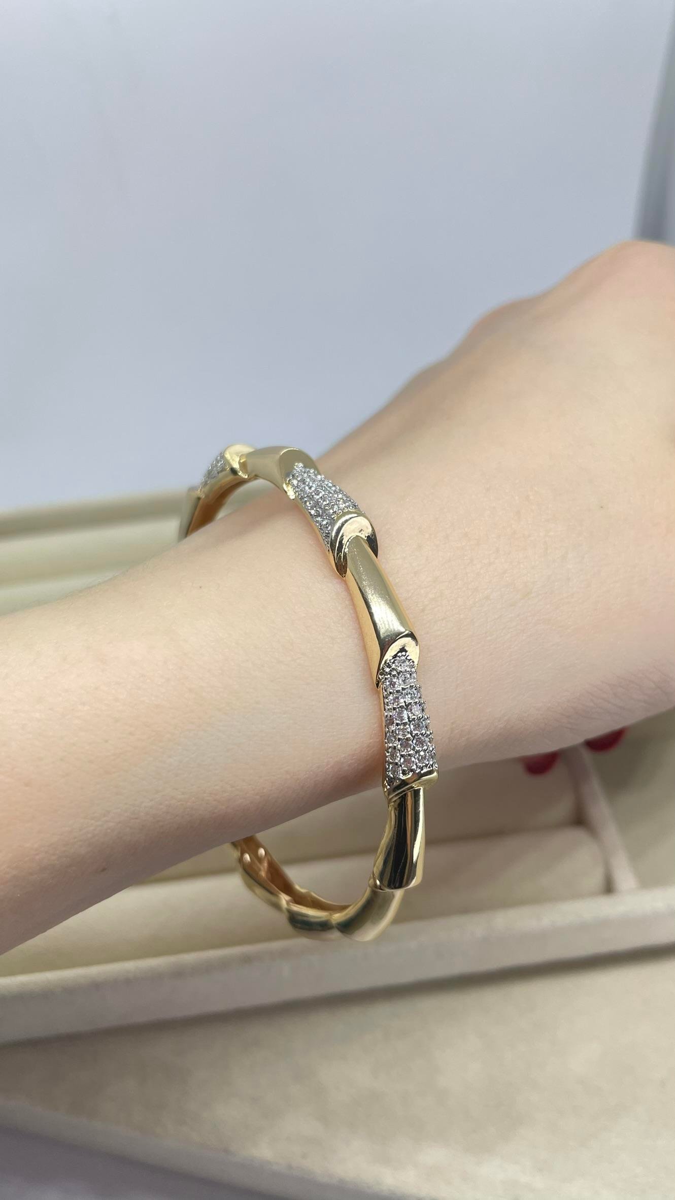 Gold Diamond Bileklik Kelepçe