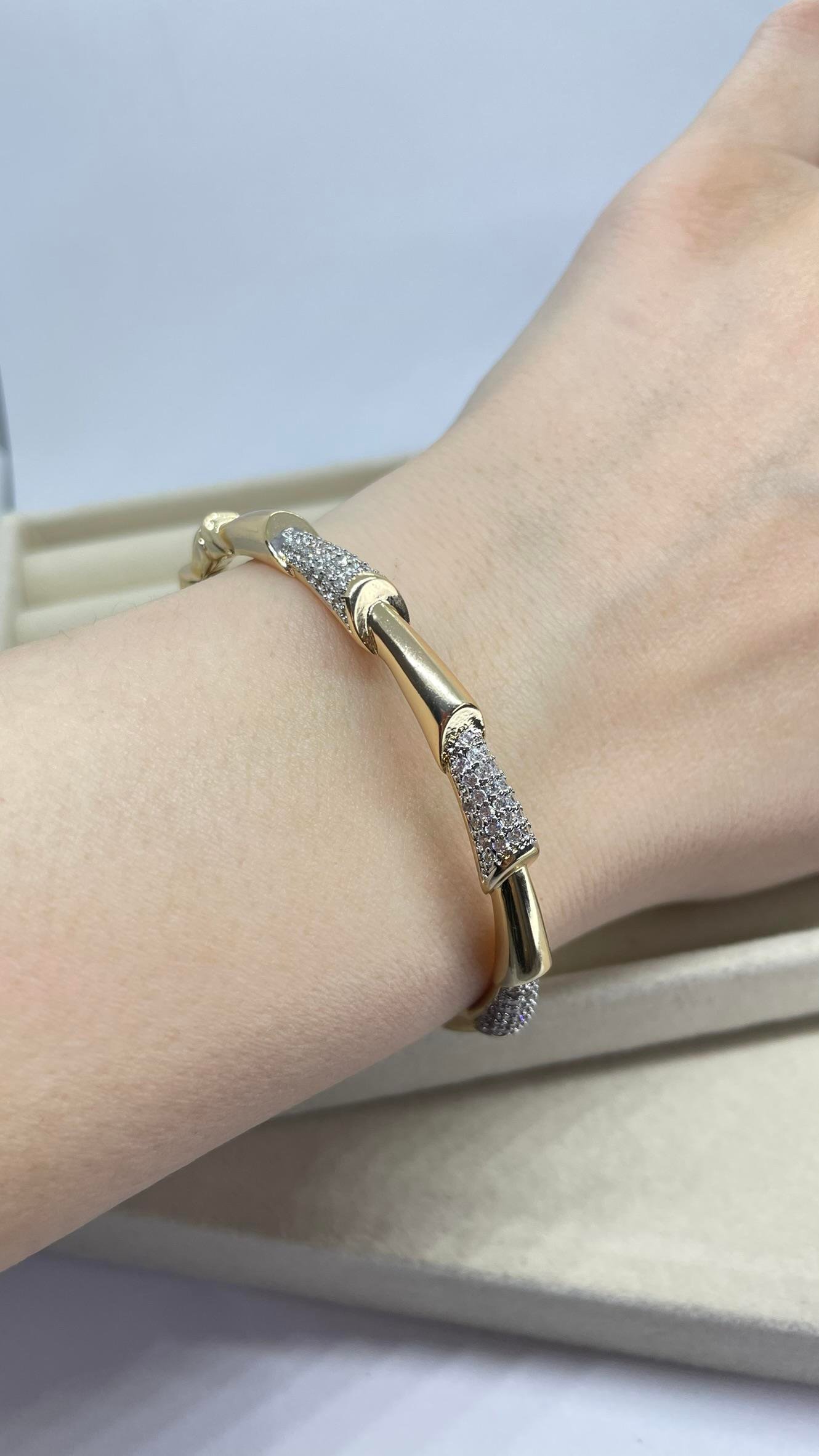 Gold Diamond Bileklik Kelepçe