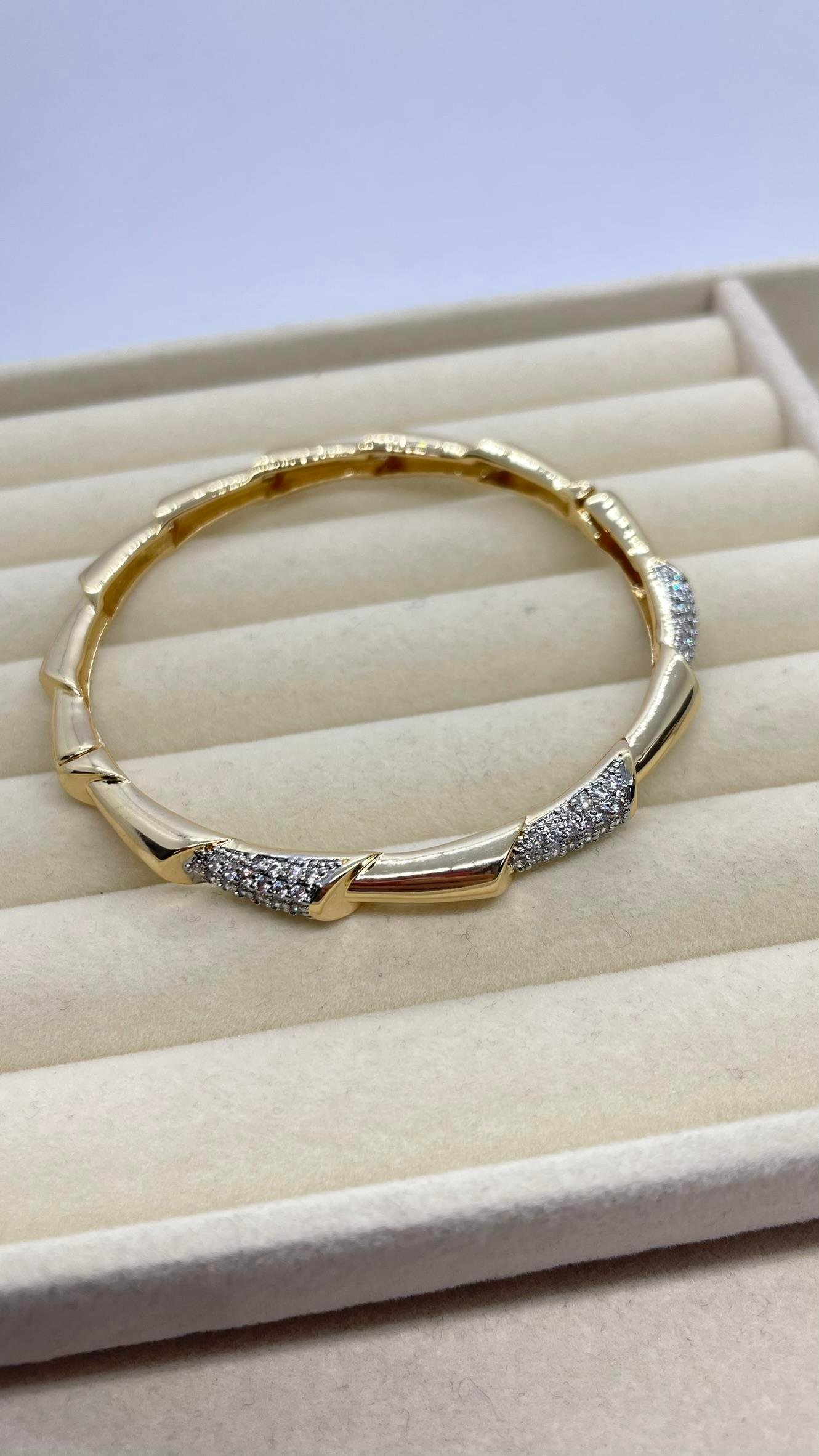 Gold Diamond Bileklik Kelepçe