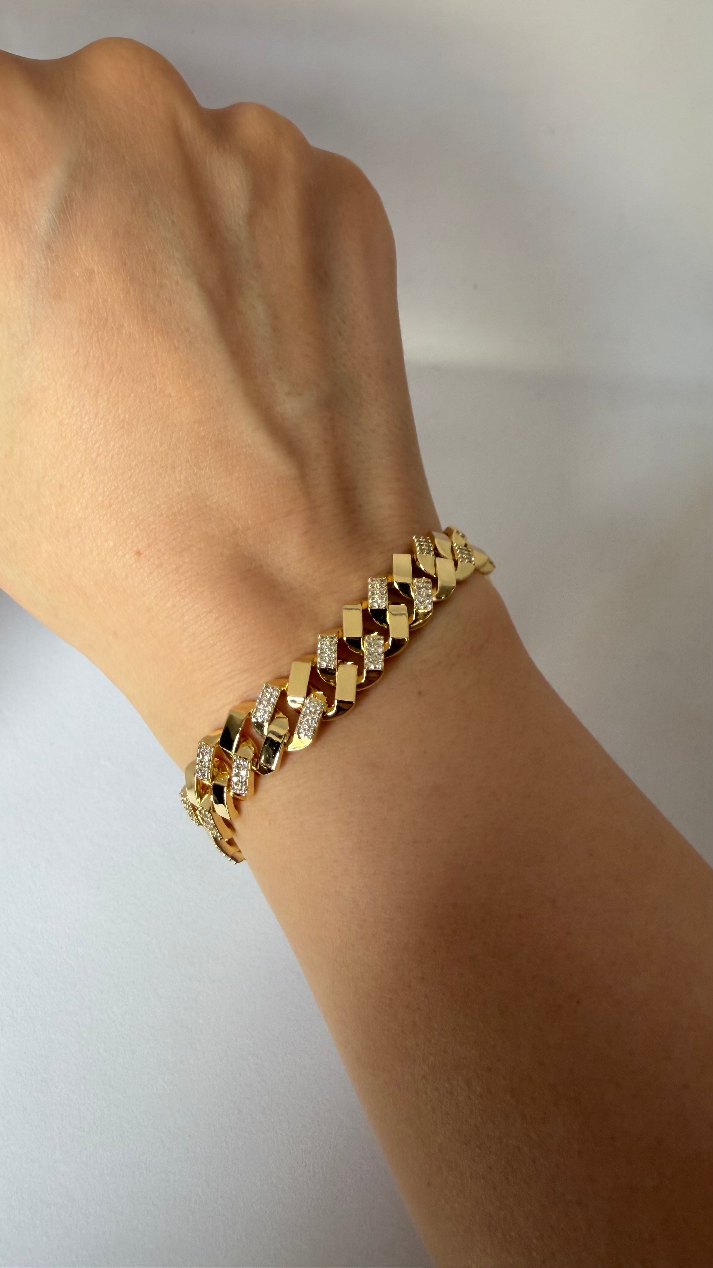 Gold Gurmet 14K Kaplamalıdır Kilit Full Taşlı Bileklikler 