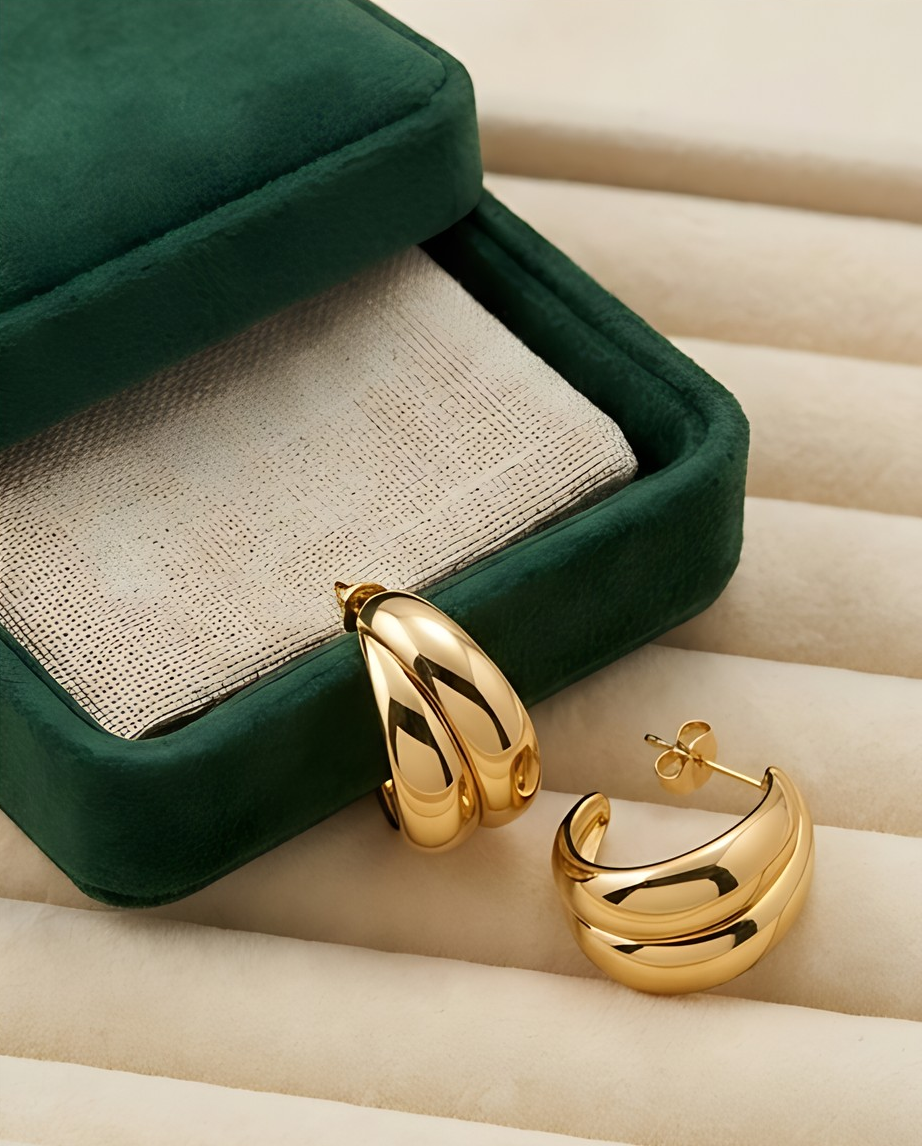 Gold İkili Halka Küpe