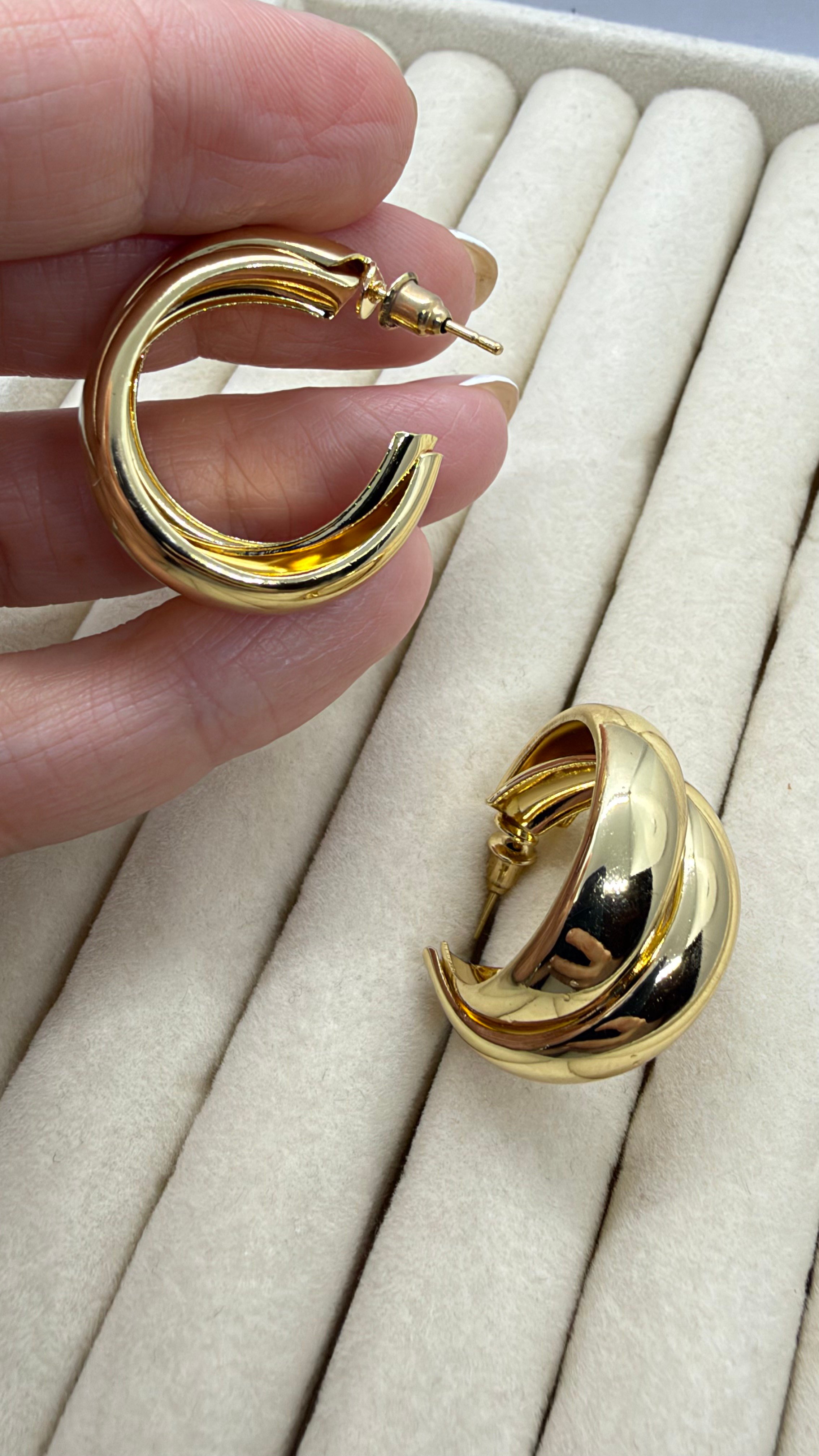 Gold İkili Halka Küpe