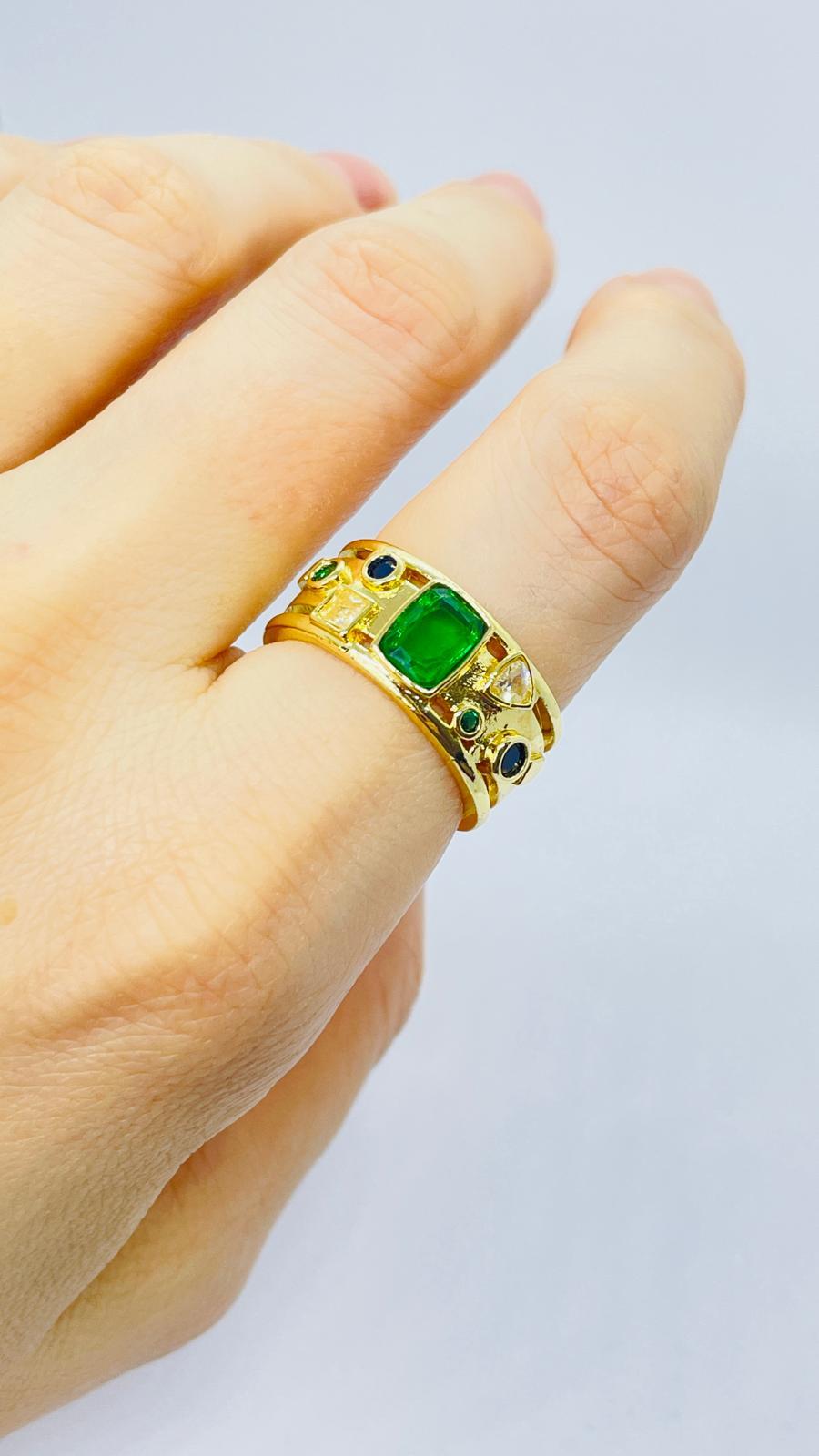 Gold Karma Taşlı Numaralı Yüzük