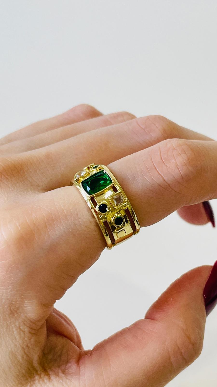 Gold Karma Taşlı Numaralı Yüzük