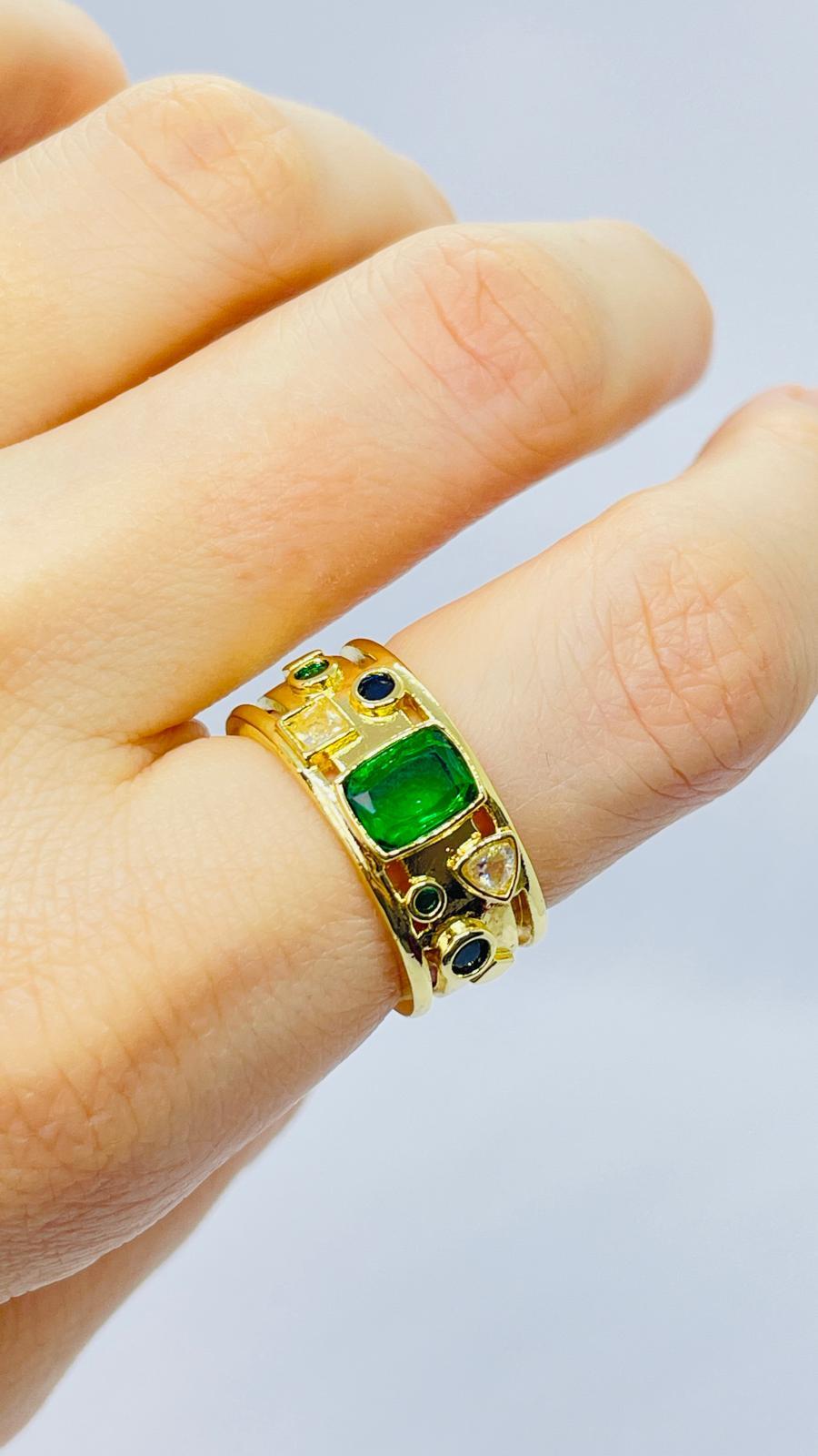 Gold Karma Taşlı Numaralı Yüzük