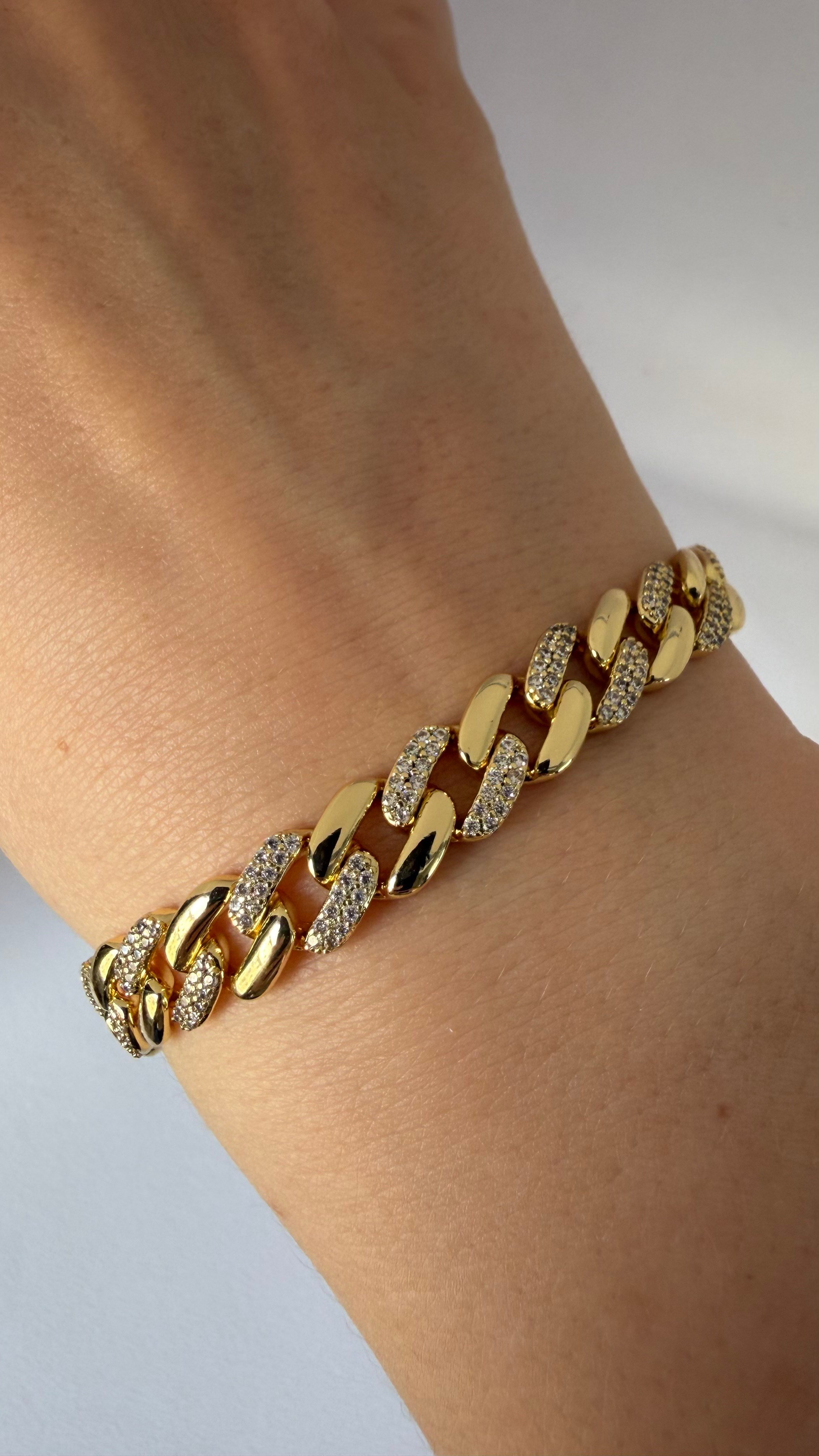 Gold Taşlı Gurmet Bileklik 14K Kaplamalı