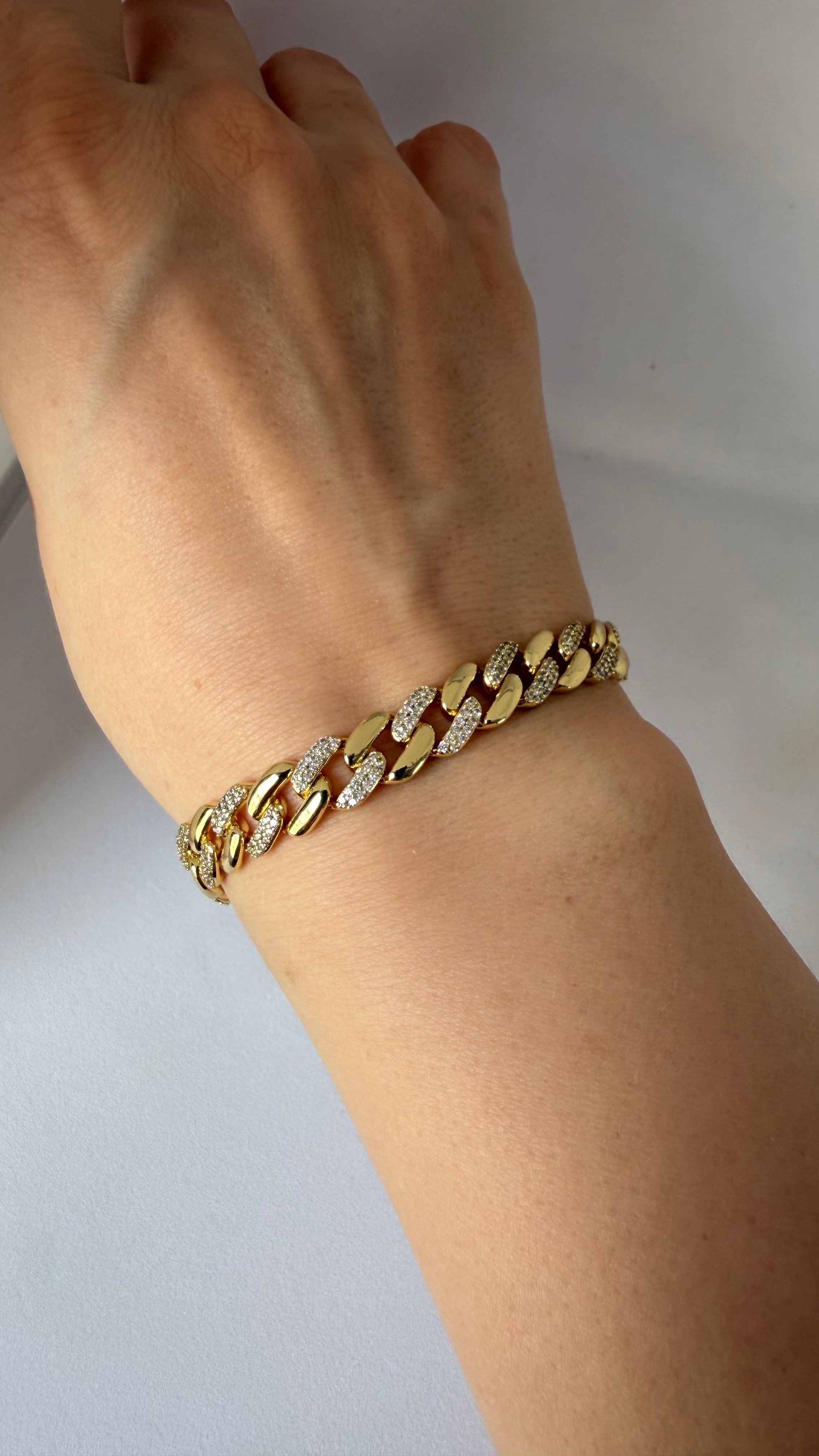 Gold Taşlı Gurmet Bileklik 14K Kaplamalı