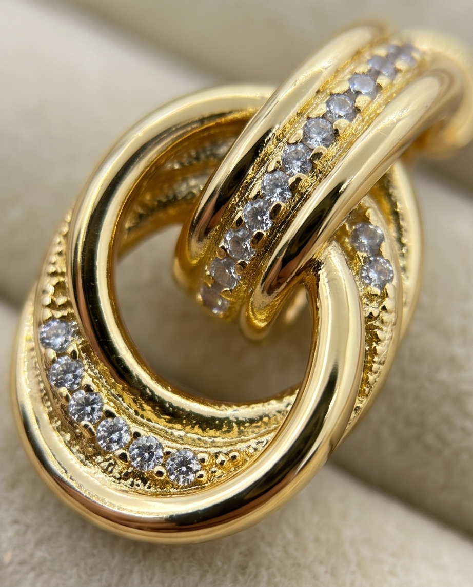 Gold Taşlı Küpe