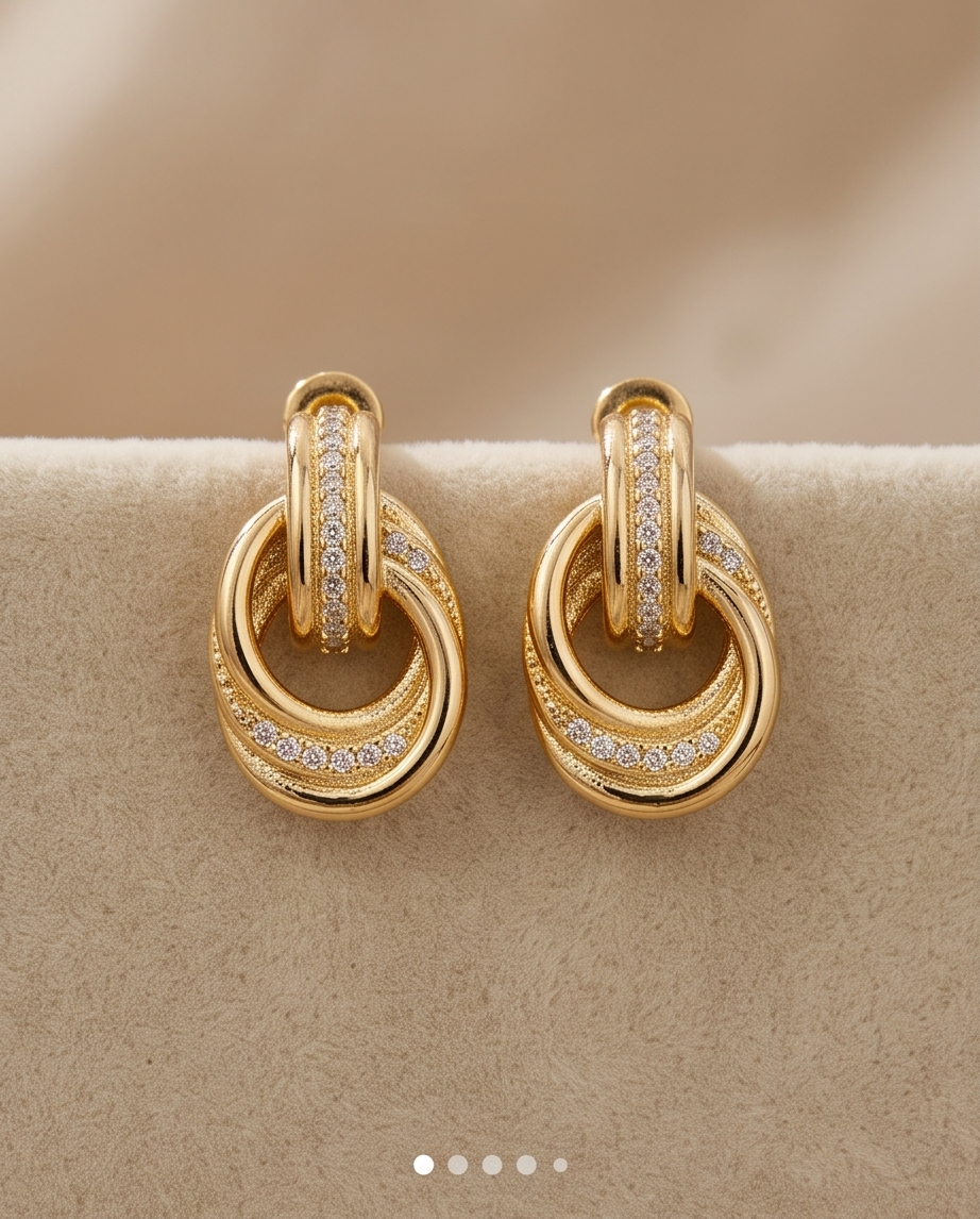 Gold Taşlı Küpe