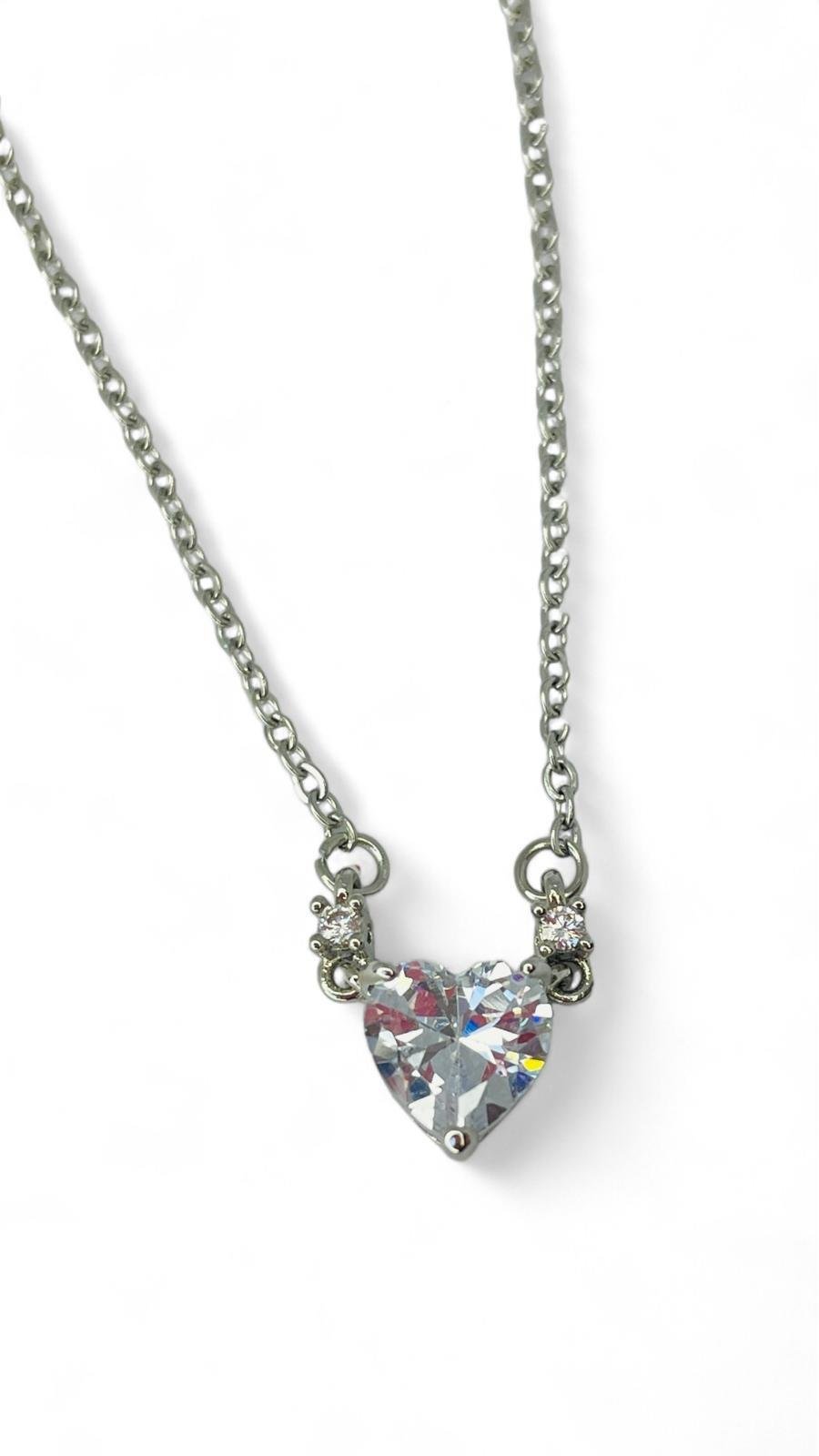 İki Taşlı Kalpli Kolye