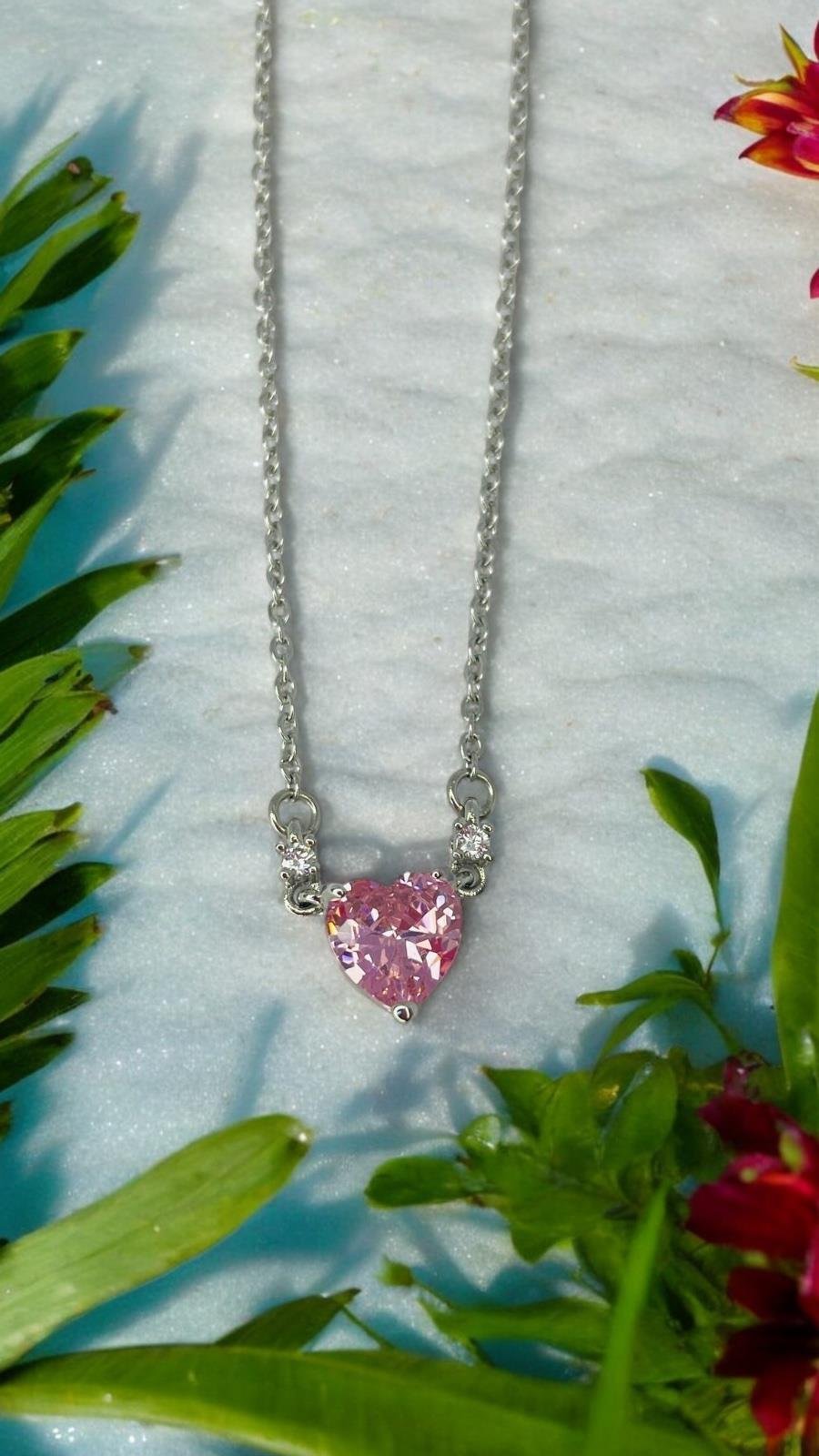 İki Taşlı Kalpli Kolye