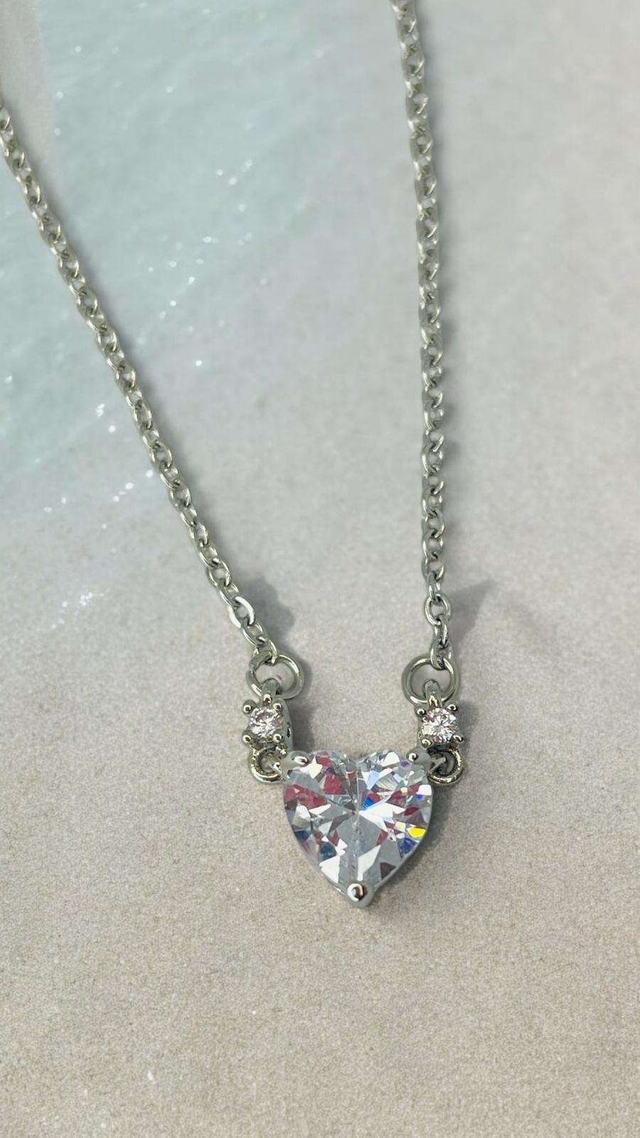 İki Taşlı Kalpli Kolye