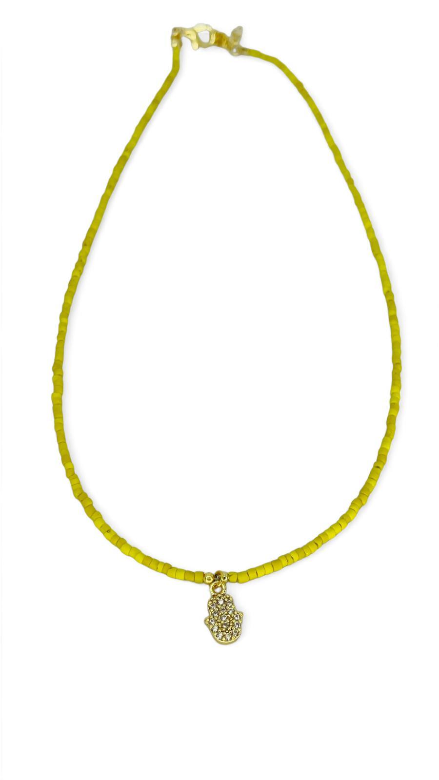 İnce Kum Boncuklu Fatma Ana eli Kolye