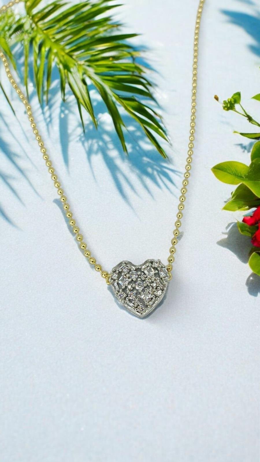 İnce Nokta Zincirli Kalp Kolye