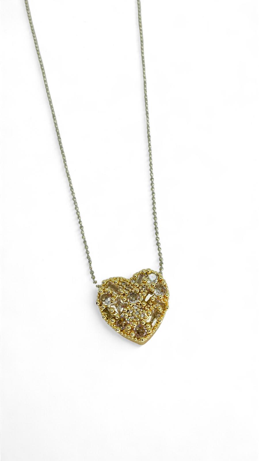 İnce Nokta Zincirli Kalp Kolye