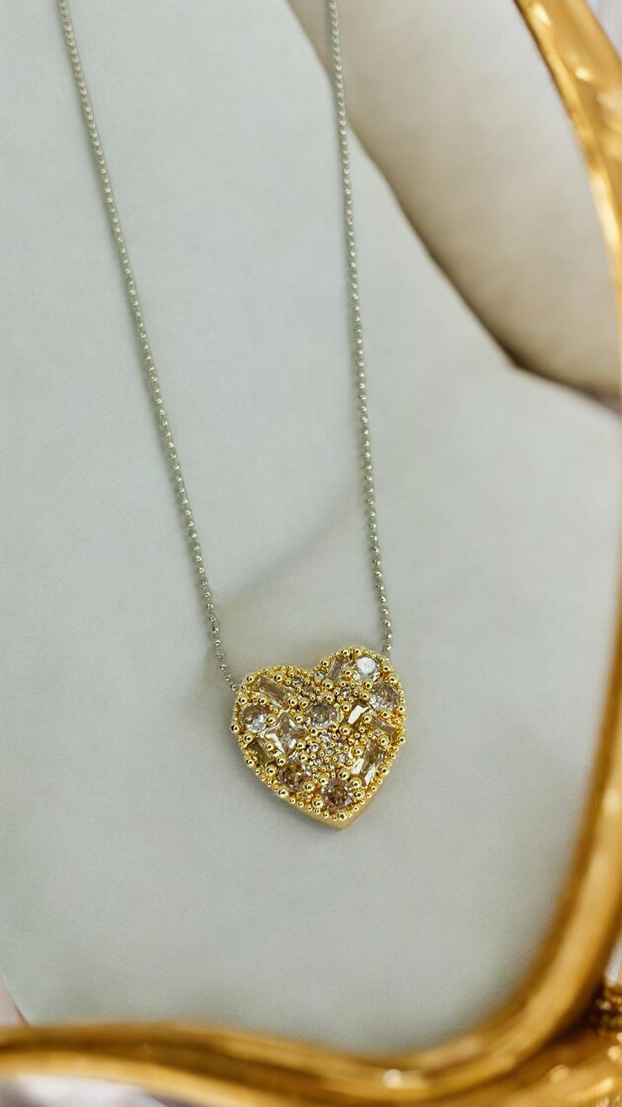 İnce Nokta Zincirli Kalp Kolye