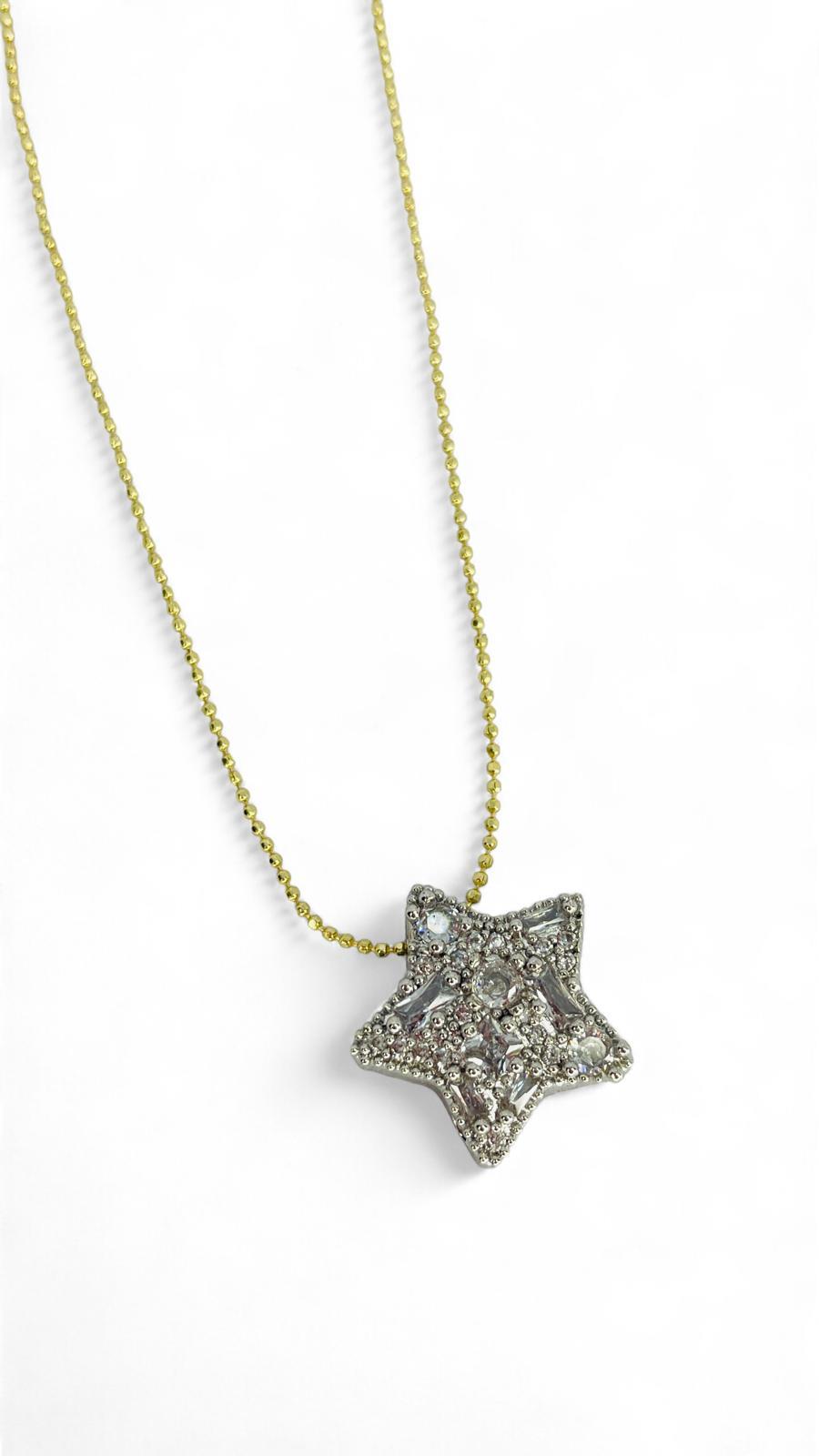 İnce Nokta Zincirli Yıldız Kolye