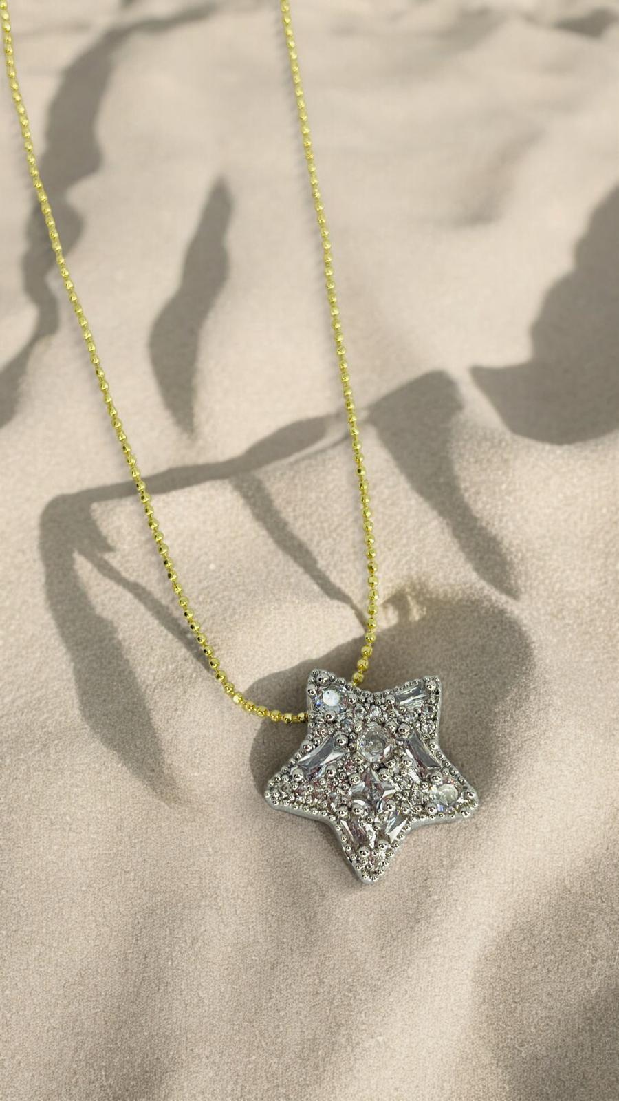 İnce Nokta Zincirli Yıldız Kolye