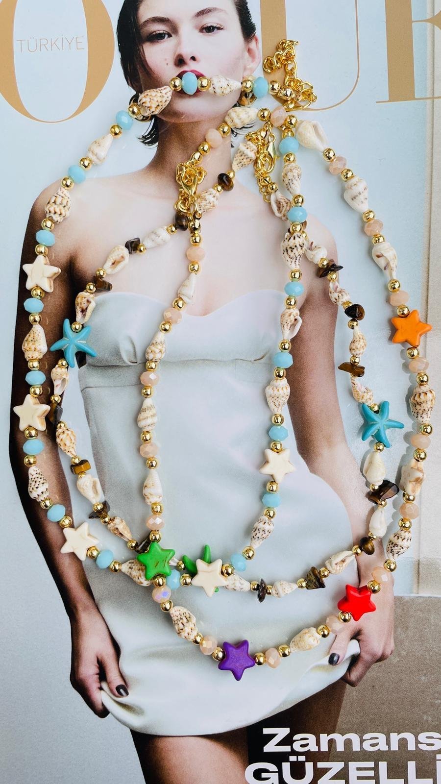 İstiridye Boncuklu Yaz Kolyesi