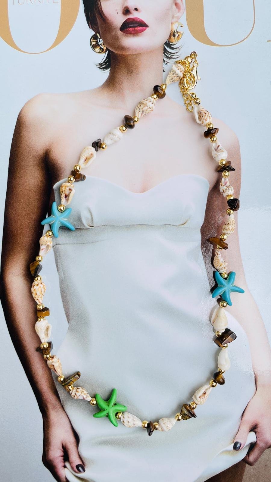 İstiridye Boncuklu Yaz Kolyesi