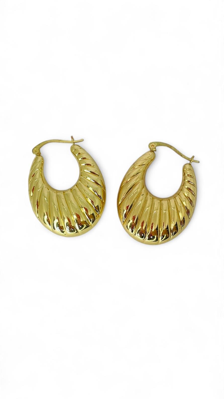 İstiridye Gold Halka Küpe