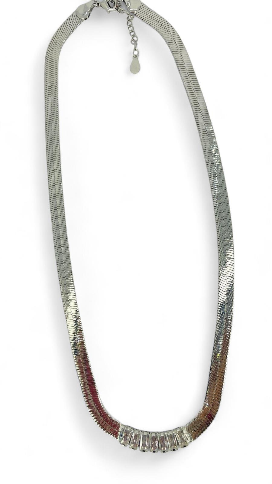 İtalyan Yassı Zincir Ortası Baget Taşlı (925)