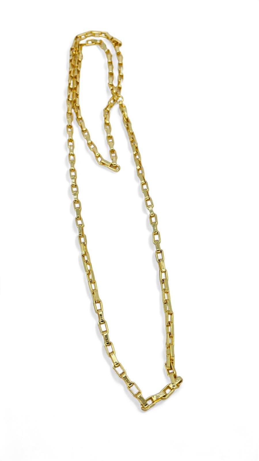 Kalın Dikdörtgen Zincirli Uzun Kolye 