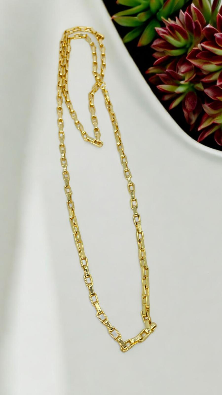 Kalın Dikdörtgen Zincirli Uzun Kolye 