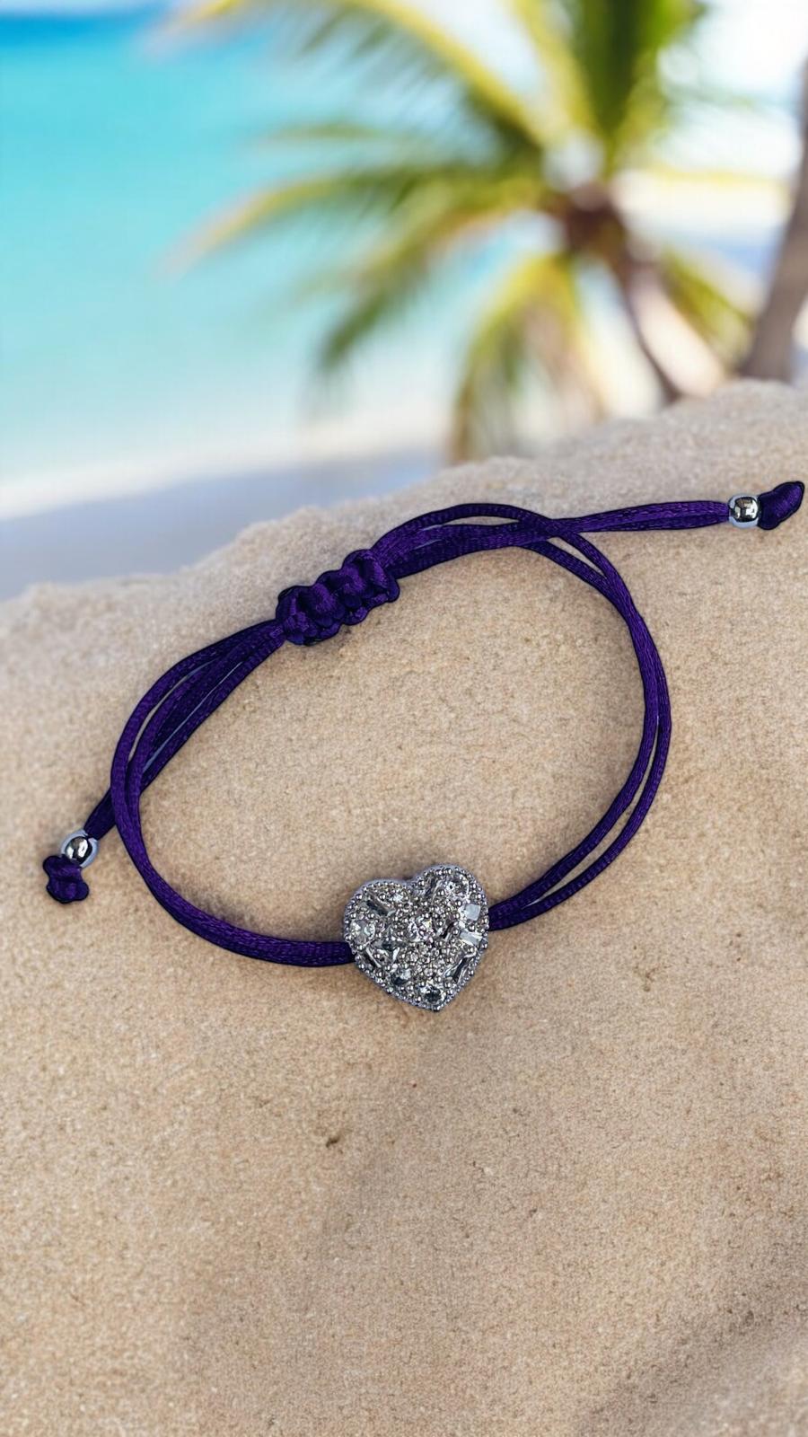 Kalp Taşlı İp Bileklik