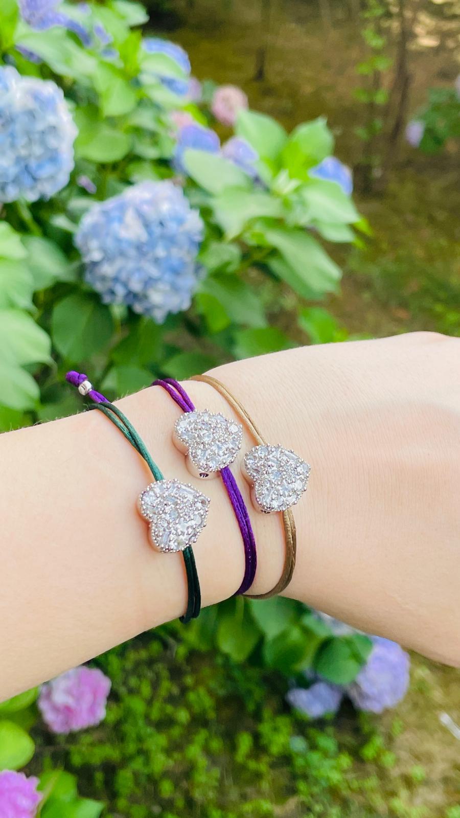 Kalp Taşlı İp Bileklik