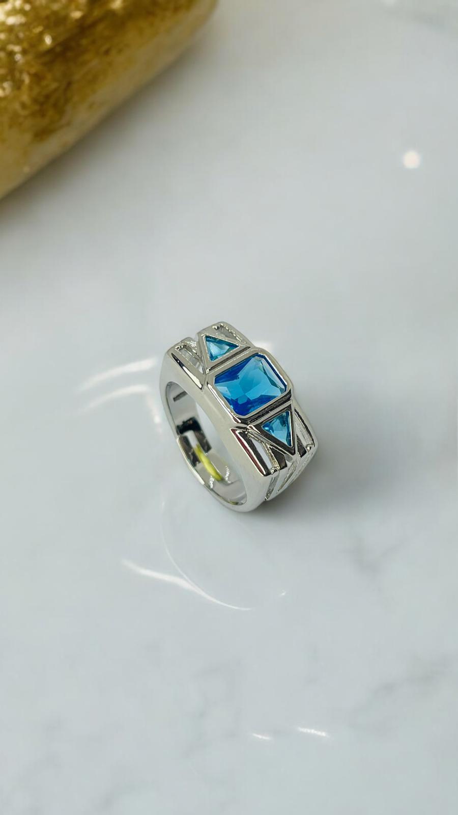 Mavi Taşlı Ayarlanabilir Yüzük