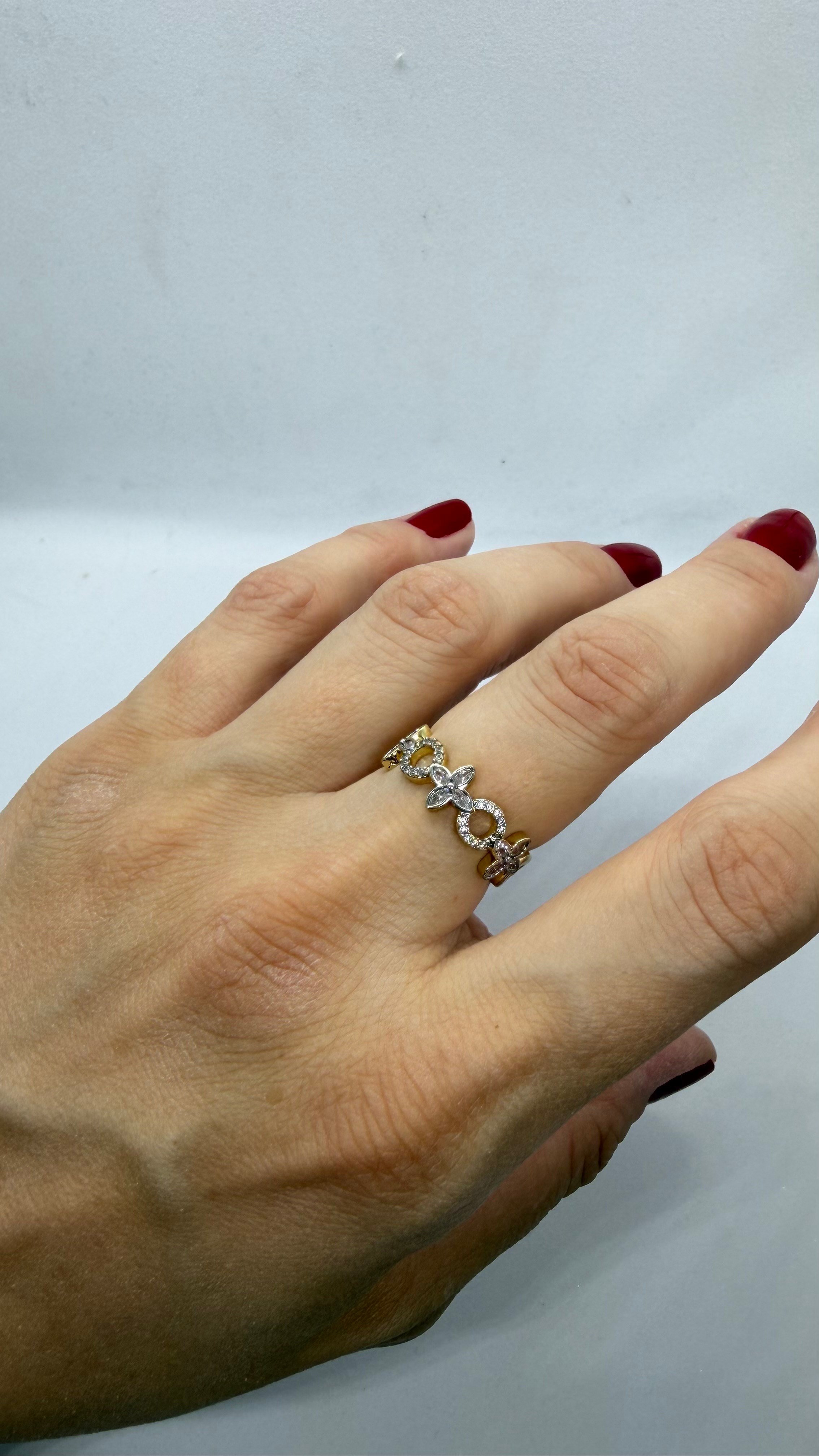 Minimal Gold Taşlı Ayarlanabilir Yüzük 