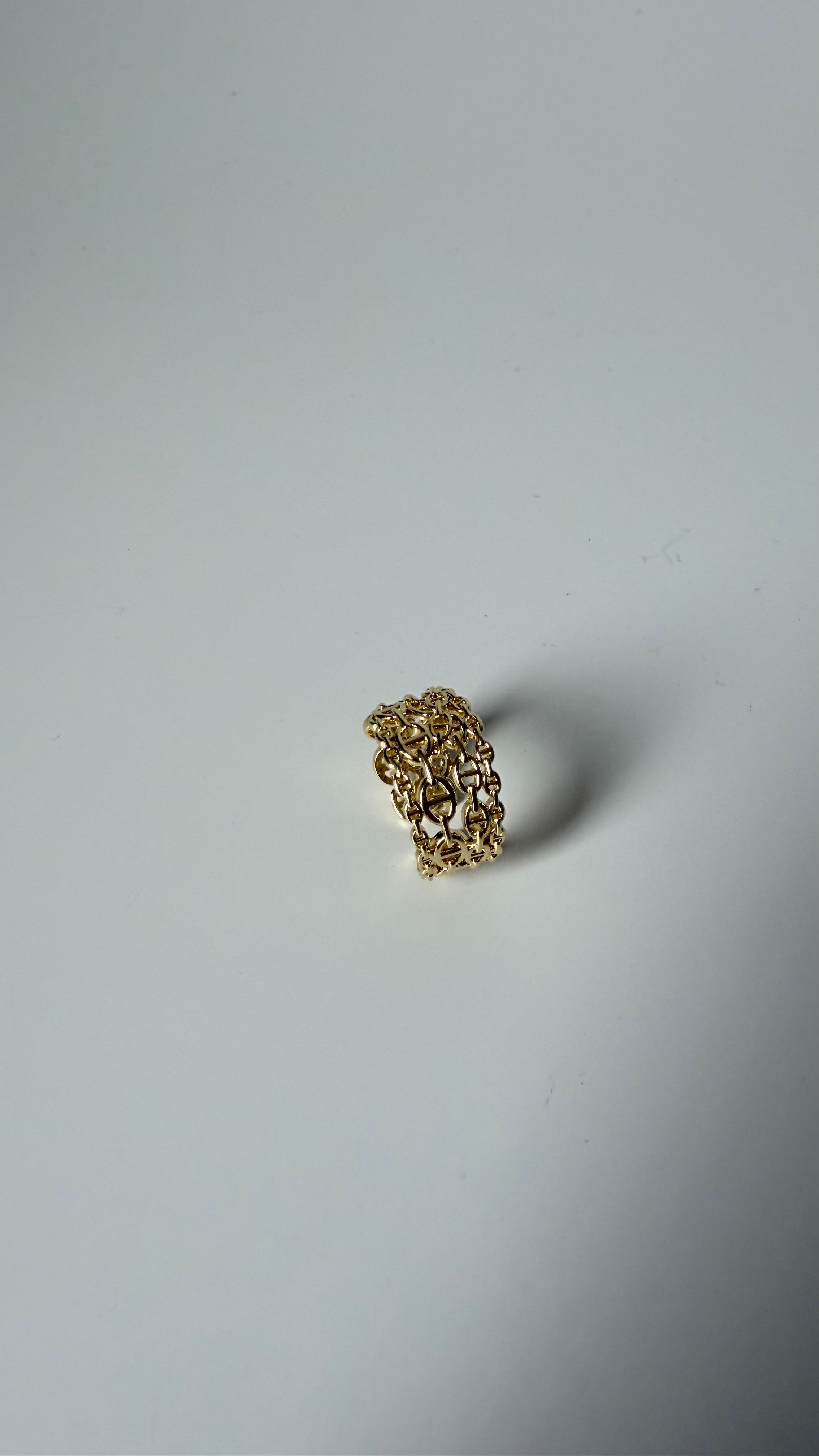 Minimal Zincir Detaylı Gold Renk Yüzük