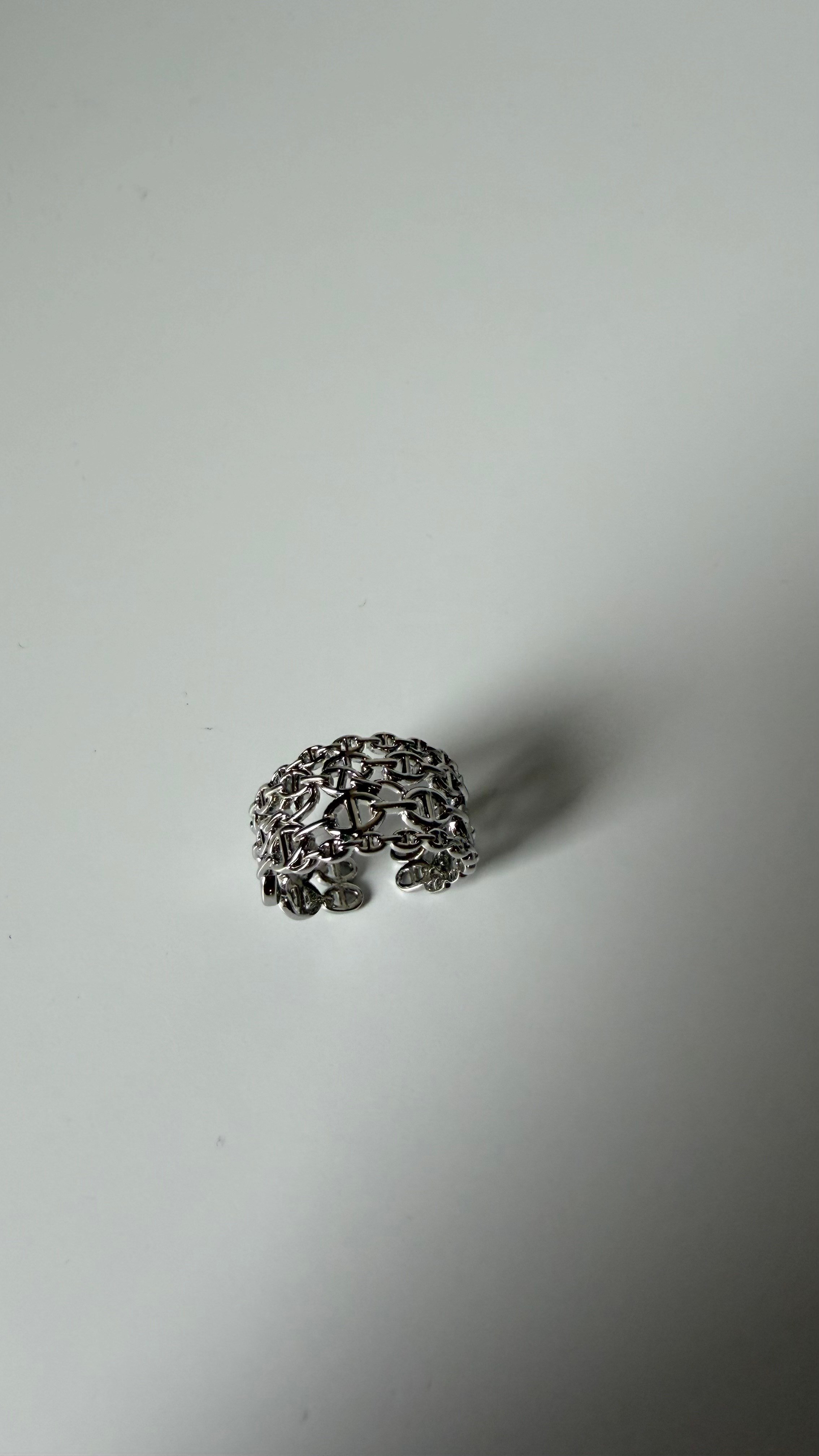 Minimal Zincir Detaylı Silver Renk Yüzük